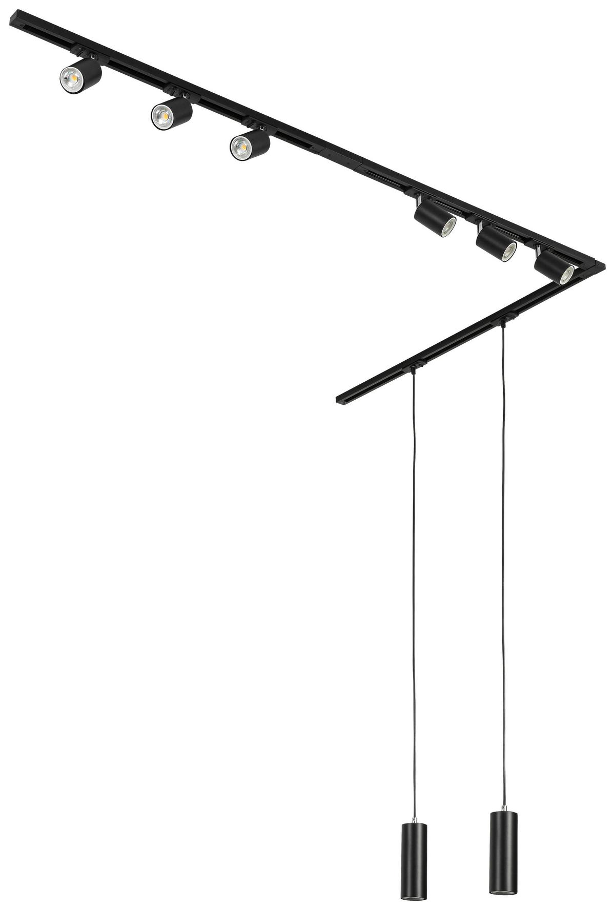 SYSTEM SZYNOWY BINE - czarny/kolor chromowy, Trend, tworzywo sztuczne/metal (262cm) - Novel