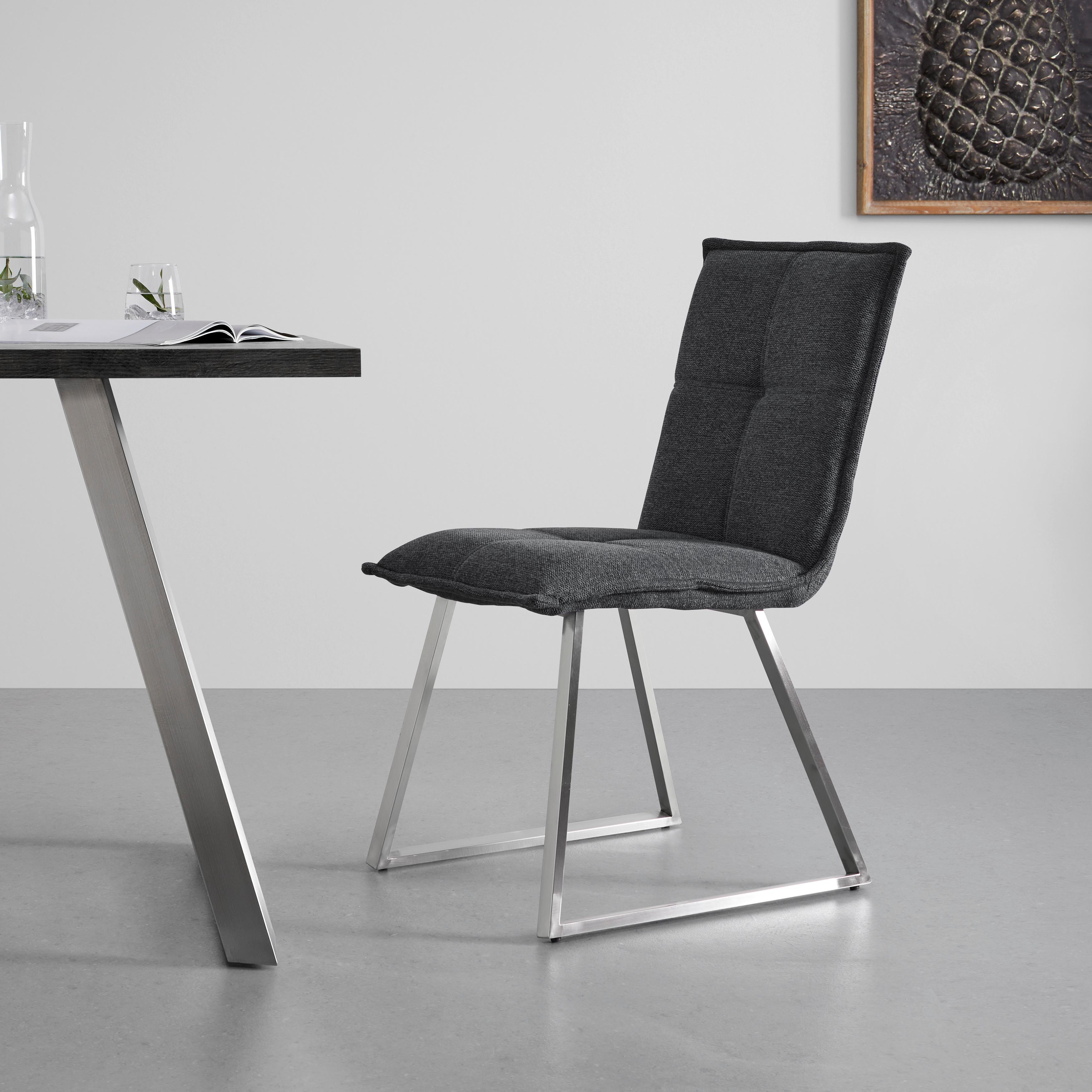 KRZESŁO EMILIO - kolor stalowy/ciemnoszary, Modern, metal/drewno (46/85/55cm) - Bessagi Home