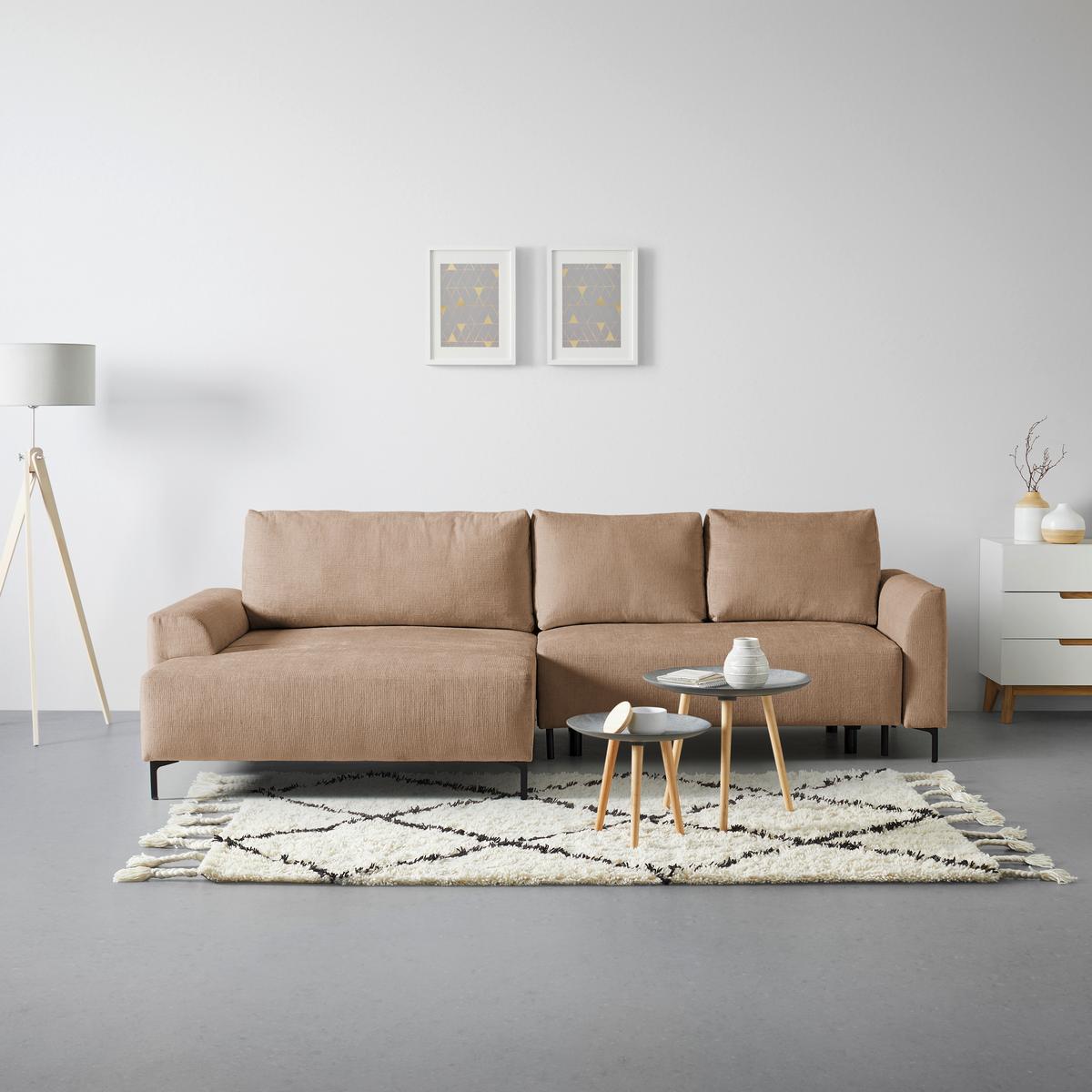 Ecksofa Integra Sandfarben - Sandfarben/Schwarz, Textil/Metall (170/81-93/294cm) - Mömax