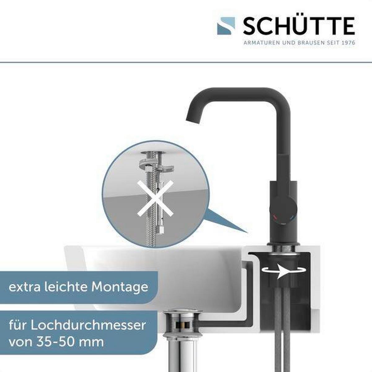 Waschtischarmatur Los Angeles Schwarz ca. 5x24,5x17,5cm - Schwarz, Basics, Metall (5/24,5/17,5cm) - Schütte