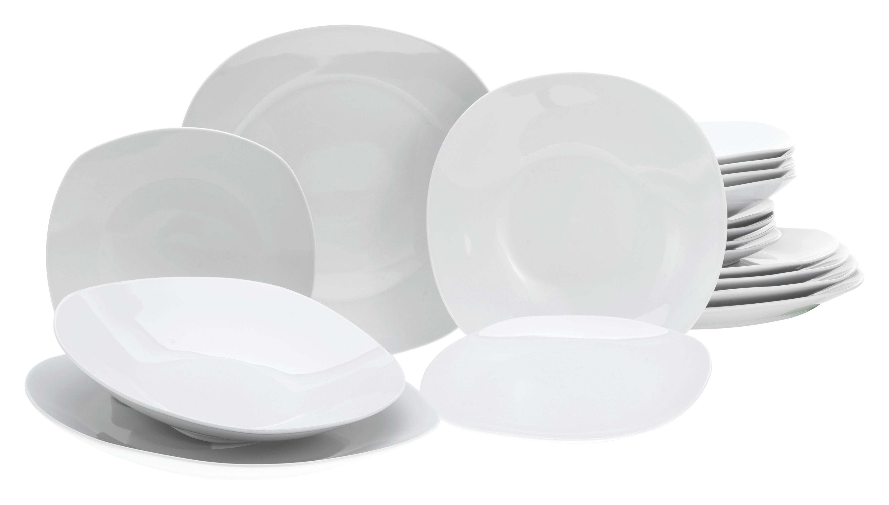 Tafelservice Weiß, 18-teilig - Weiß, Basics, Keramik - Creatable