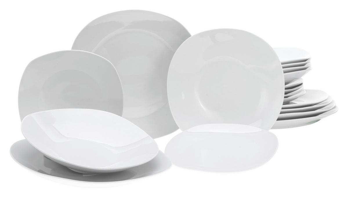 Tafelservice Weiß, 18-teilig - Weiß, Basics, Keramik - Creatable