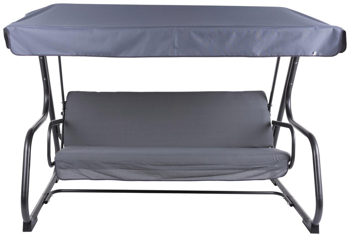 Hollywoodschaukel ca. 132x171x209 cm Anthrazit - Anthrazit, Basics, Textil/Metall (132/171/209cm) - Gardenson