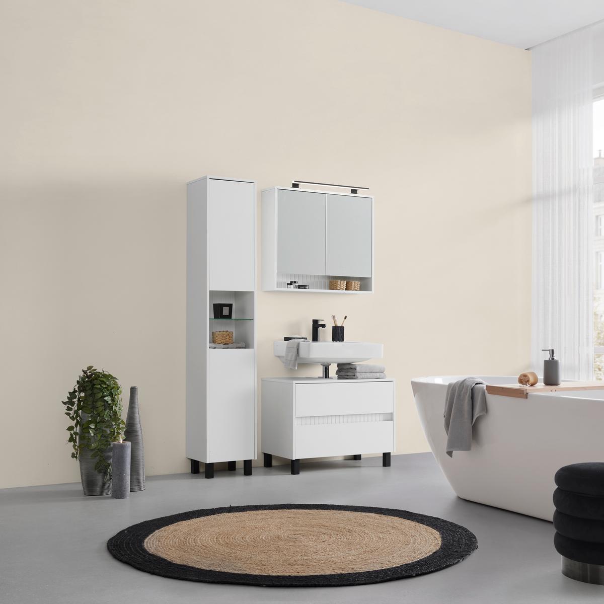 Waschbeckenunterschrank Aida Weiß - Schwarz/Weiß, MODERN, Holzwerkstoff (80/50/45cm) - Mömax