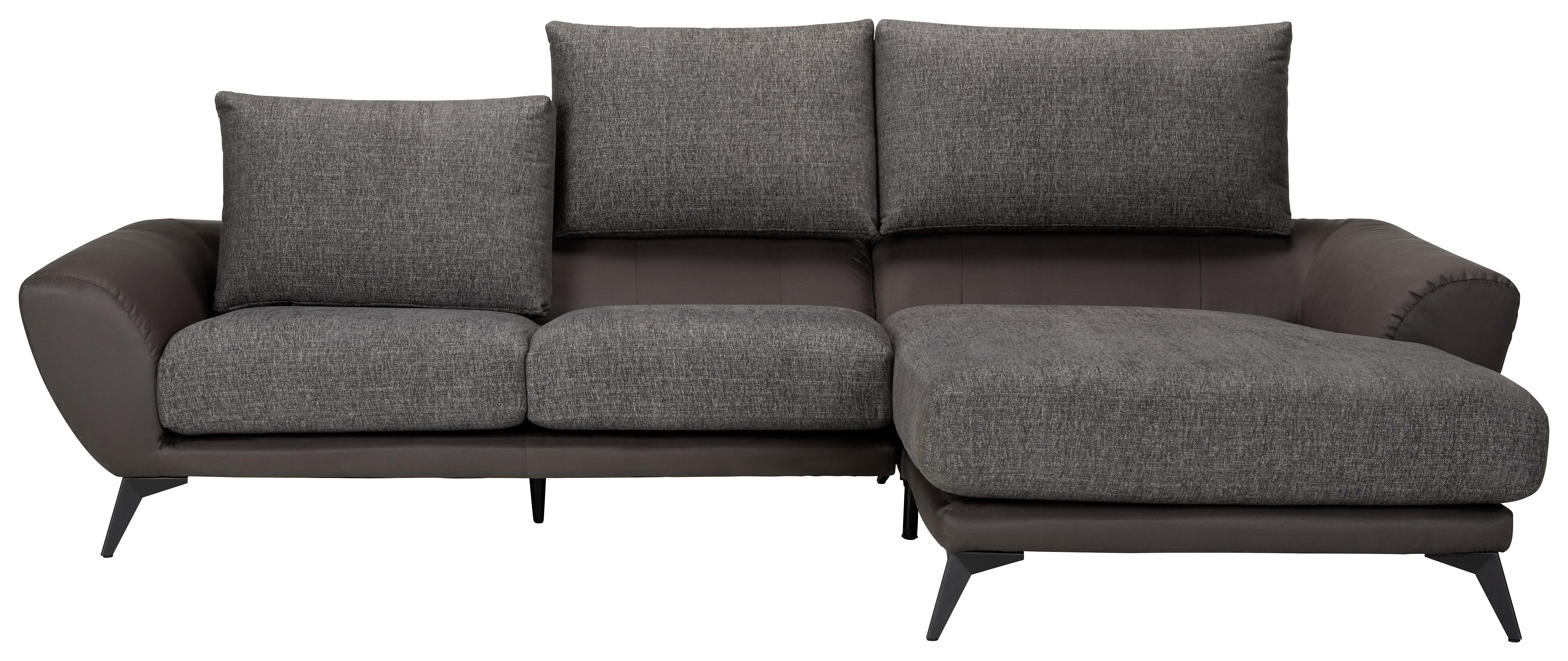 Ecksofa Soria in Dunkelgrau - Dunkelgrau/Schwarz, Modern, Textil (296/103/176cm) - Premium Living