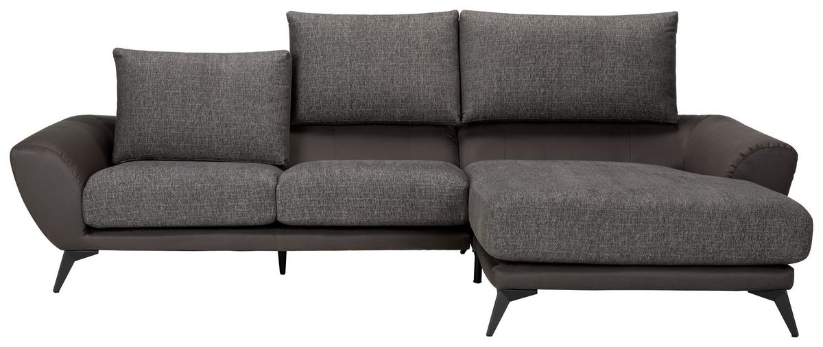 Ecksofa Soria in Dunkelgrau - Dunkelgrau/Schwarz, Modern, Textil (296/103/176cm) - Premium Living