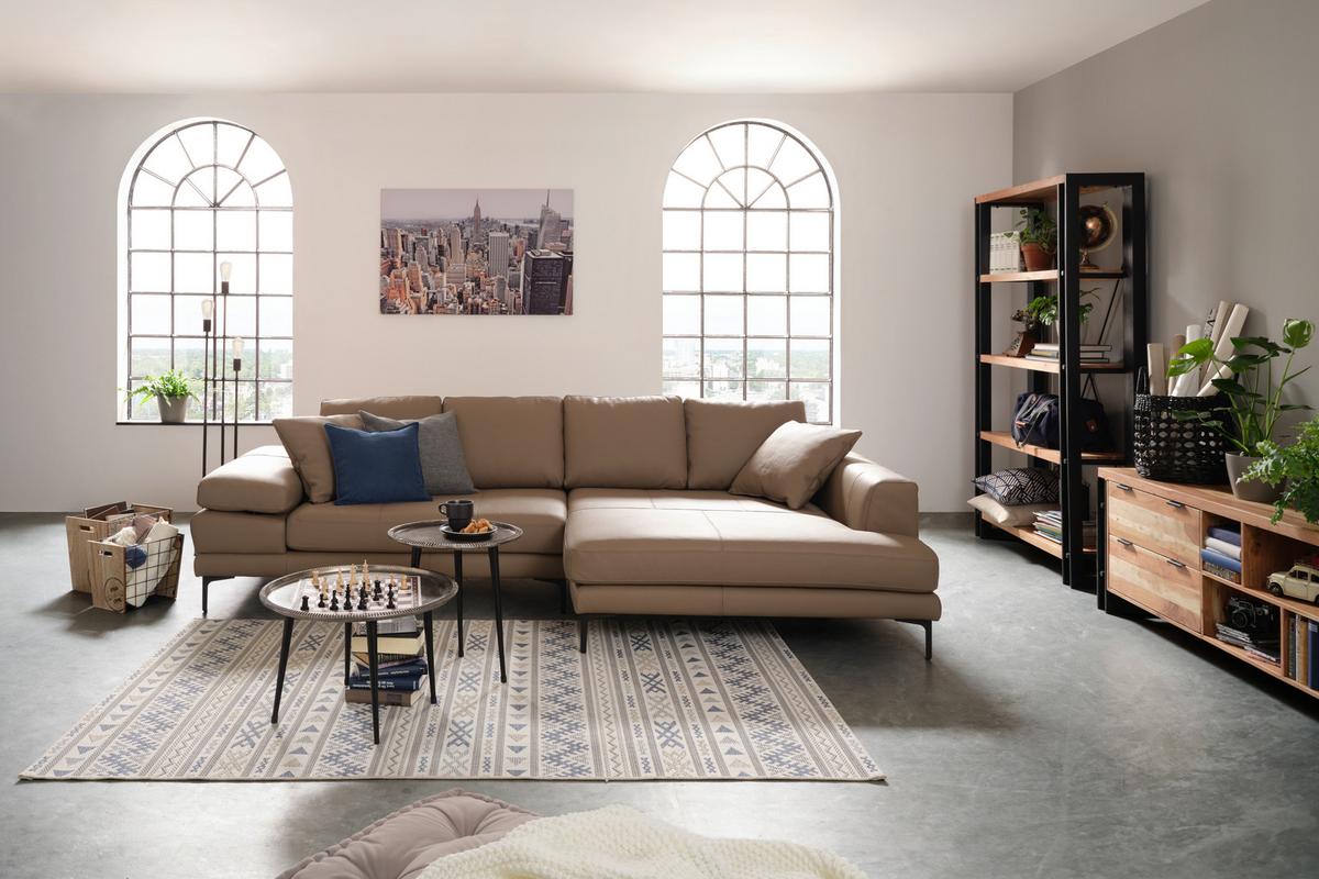 Regal in Naturfarben Massiv - Schwarz/Naturfarben, Lifestyle, Holz (120/190/35cm) - Zandiara