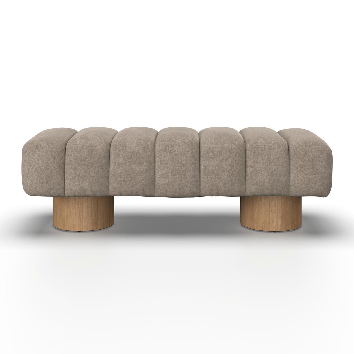 Sitzbank Alina Chenille Hellbraun - Hellbraun/Naturfarben, MODERN, Holz/Holzwerkstoff (140/45/45cm) - Bessagi Home