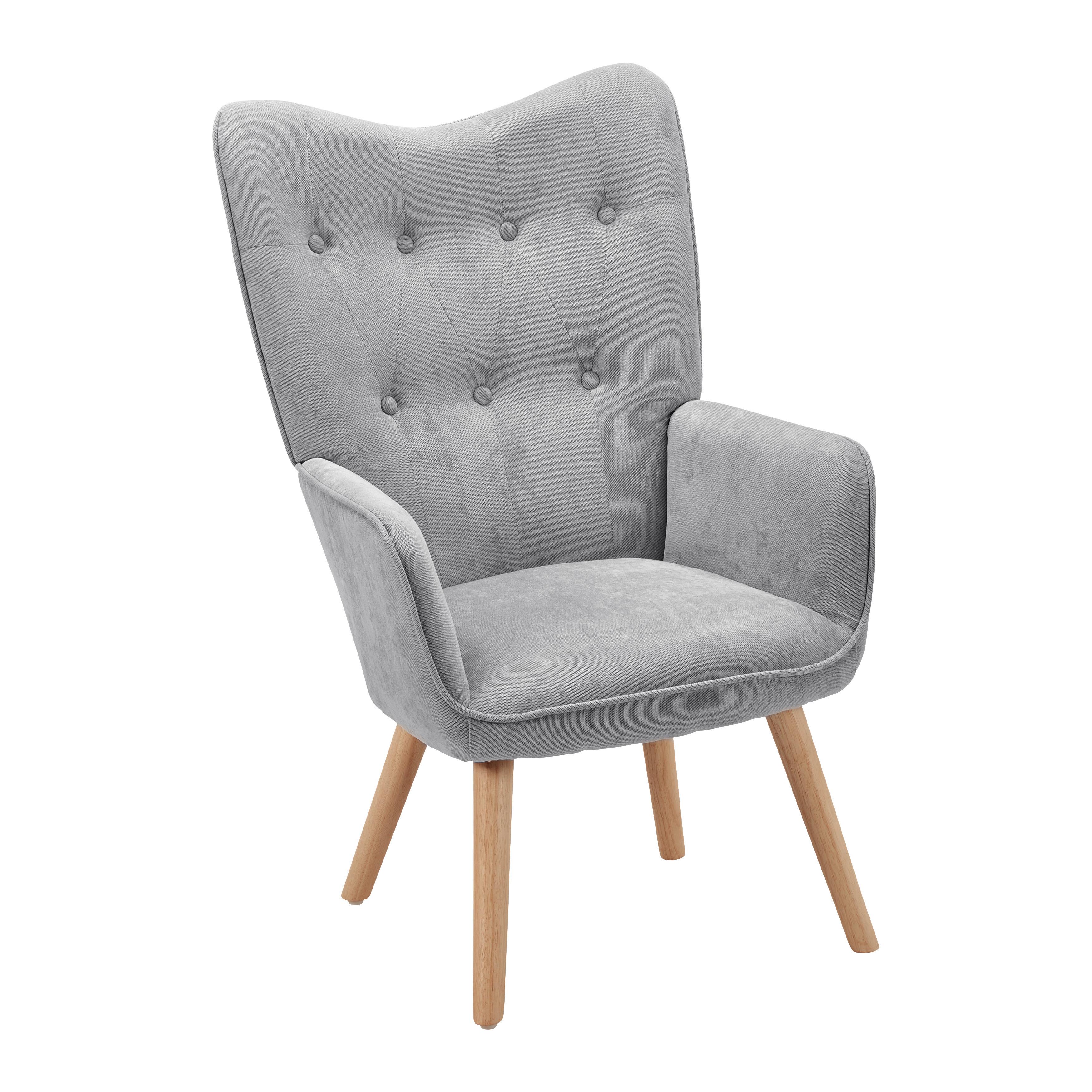 FOTEL RELAKSACYJNY NATALIE - kolor naturalny/jasnoszary, Modern, metal/drewno (64/99/68cm) - Bessagi Home