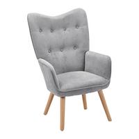 FOTEL RELAKSACYJNY NATALIE - kolor naturalny/jasnoszary, Modern, metal/drewno (64/99/68cm) - Bessagi Home