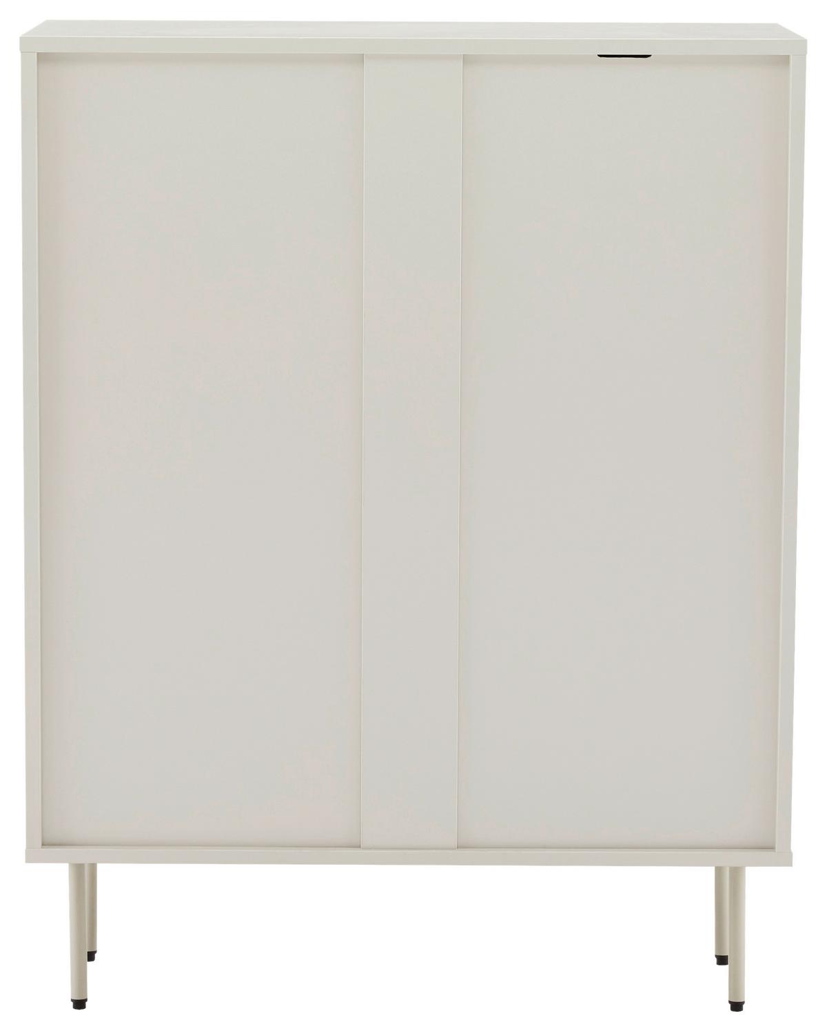 KOMODA WYSOKA MIMI - szary jedwabisty, Design, materiał drewnopochodny/metal (80/103/35cm) - Xora