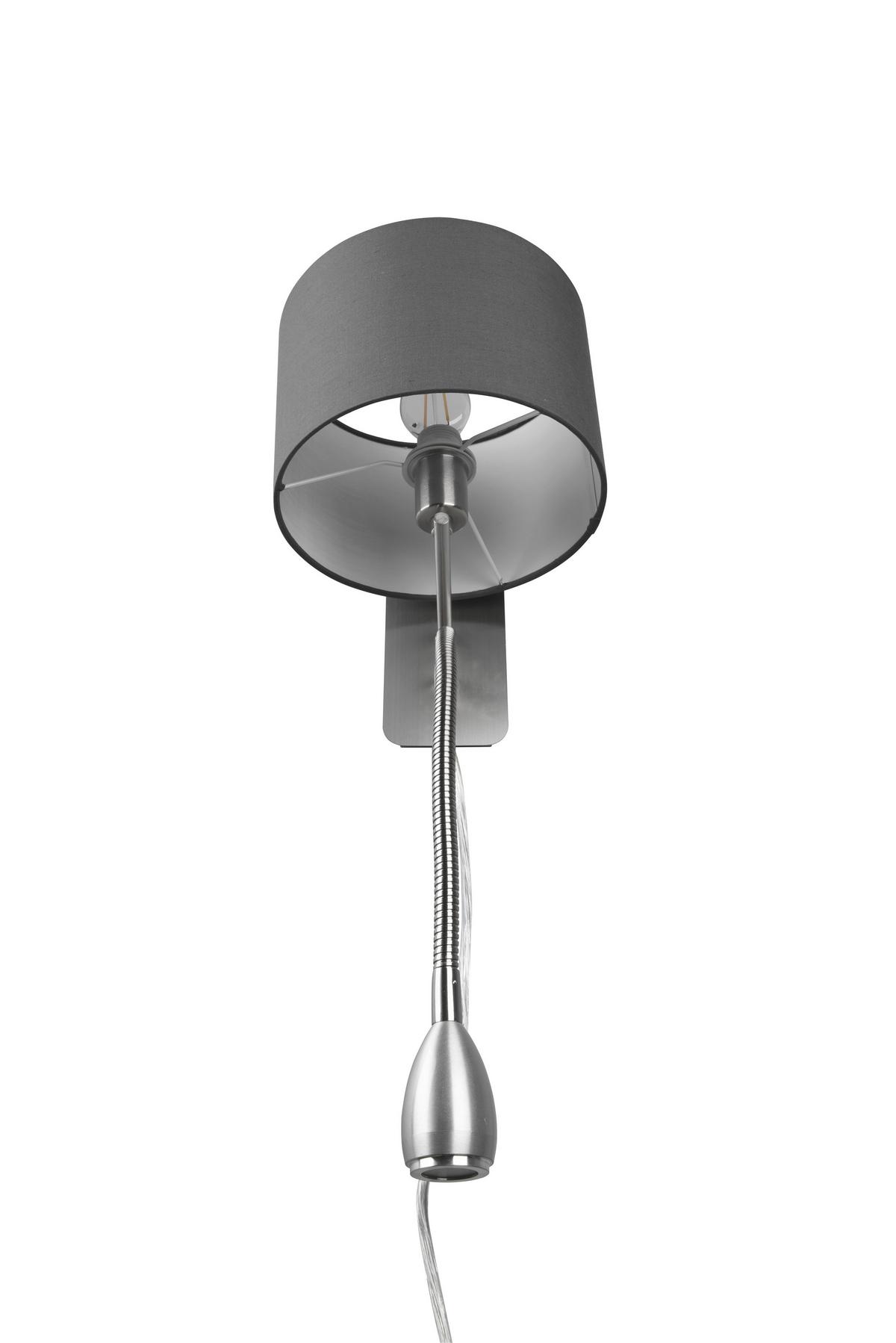 Wandleuchte Hotel in Grau/Nickel max. 3,1 Watt - Grau/Nickelfarben, Design, Textil/Metall (20/23cm) - Trio Leuchten
