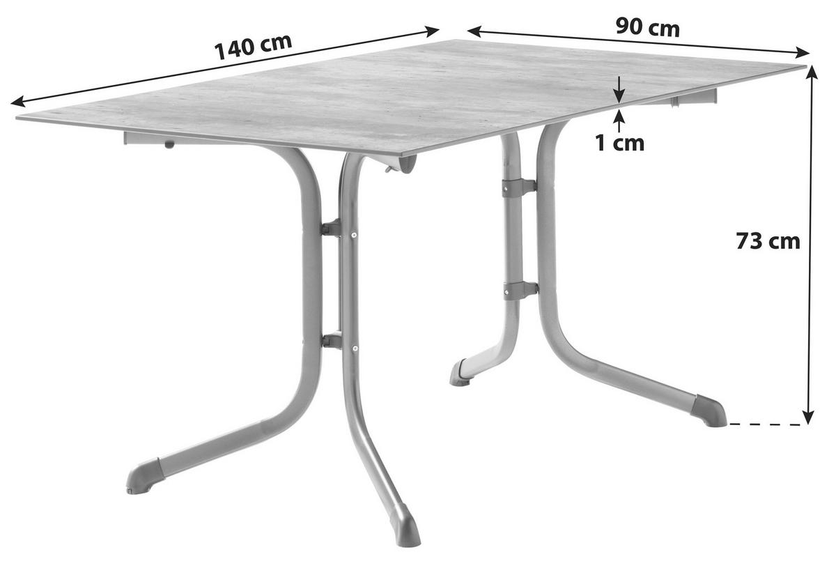 Gartenklapptisch Anthrazit/Grau - Anthrazit/Grau, MODERN, Holzwerkstoff/Metall (140/90/73cm) - Sieger
