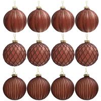 Christbaumkugel-Set Miracle Dunkelrot 12-teilig - Dunkelrot, Glas/Textil (8cm) - Mömax