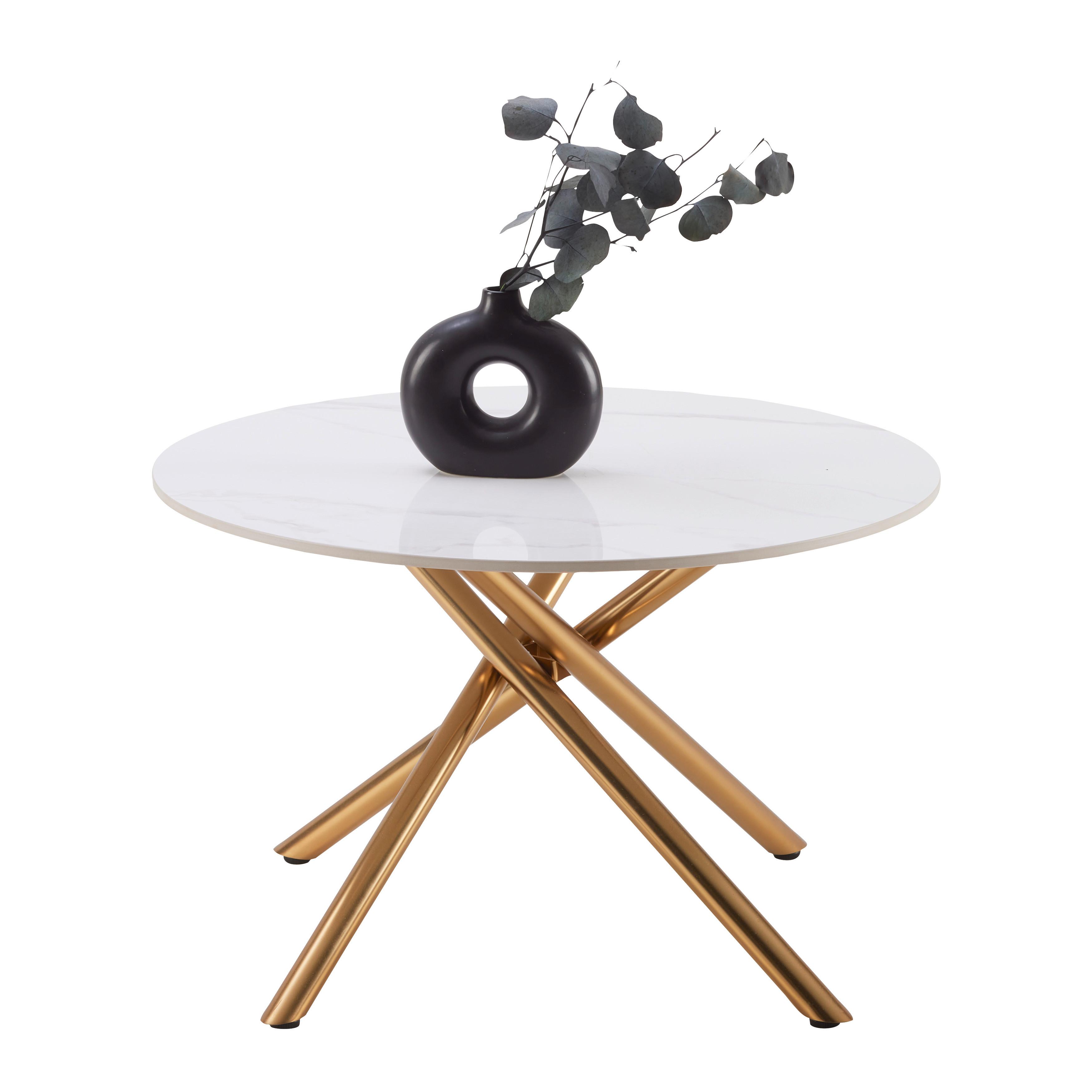 Klubska Miza Marbella - zlate barve/bela, Moderno, kovina/keramika (70/44cm) - Mömax