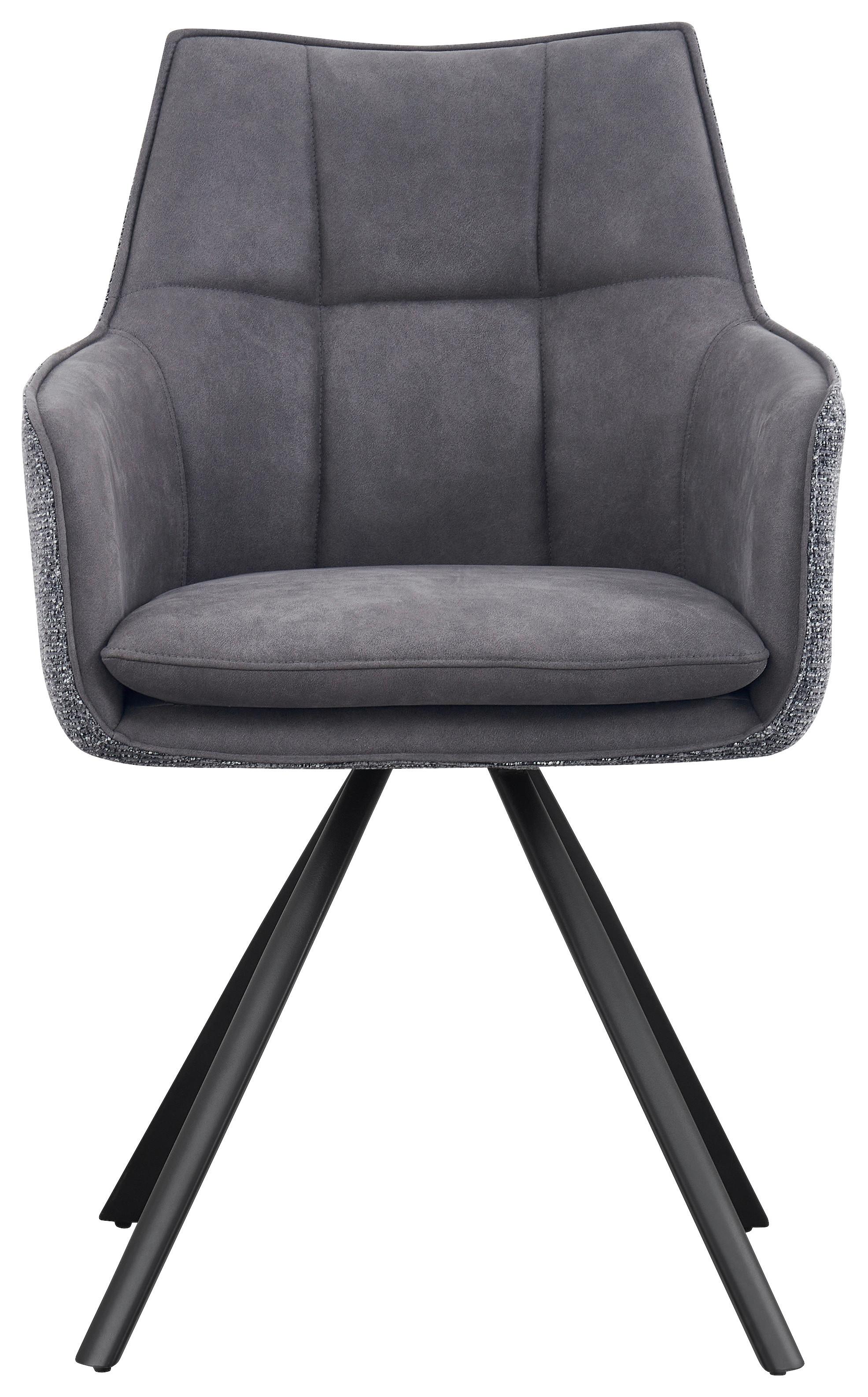 STOL MED ARMSTÖD MARIAN - grå/svart, Design, metall/trä (56/89/61cm) - Mömax