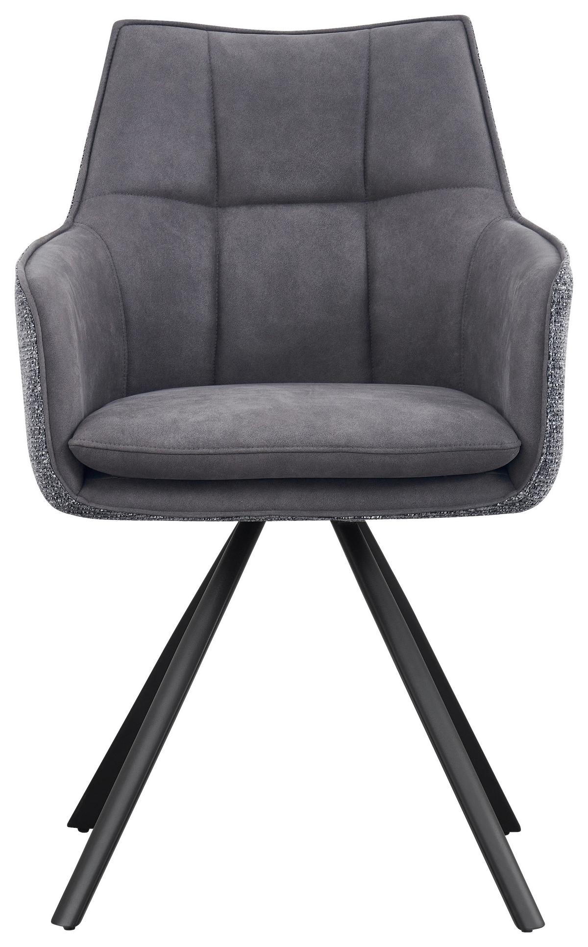 Armlehnstuhl Marian Grau ca. 56x89x61cm - Schwarz/Grau, Design, Holz/Textil (56/89/61cm) - Mömax