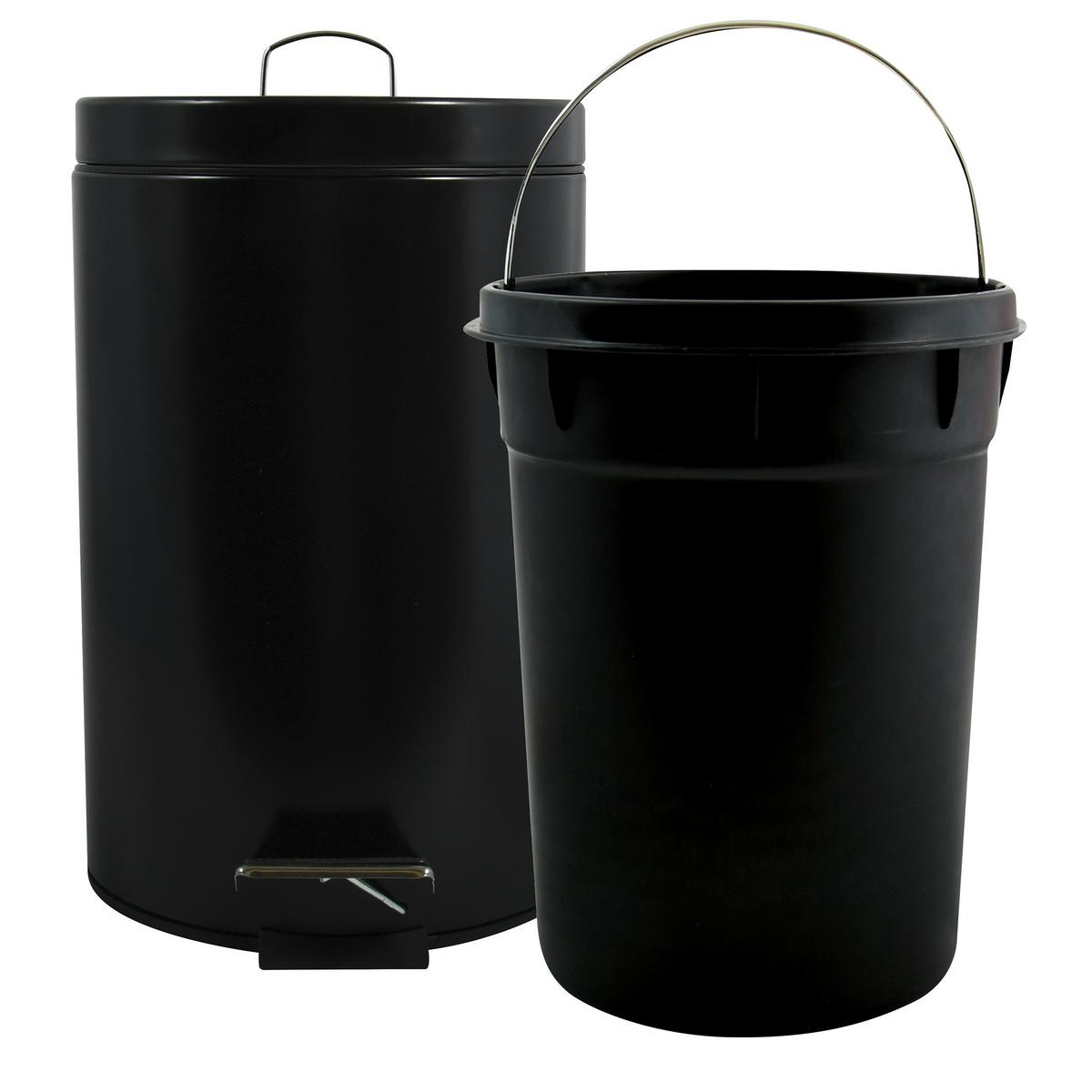 KOSZ NA ŚMIECI Z PEDAŁEM ABFALLEIMER STAHL SCHWARZ 12 L - czarny, Basics, tworzywo sztuczne/metal (25.1/39.4/25.1cm) - Spirella