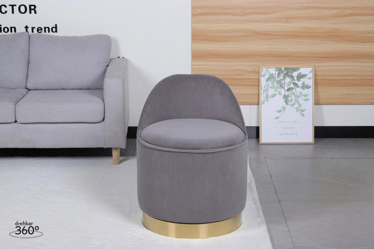 DREHHOCKER VIKTOR 125 - Goldfarben/Grau, Design, Textil/Metall (52/68cm) - Kayoom