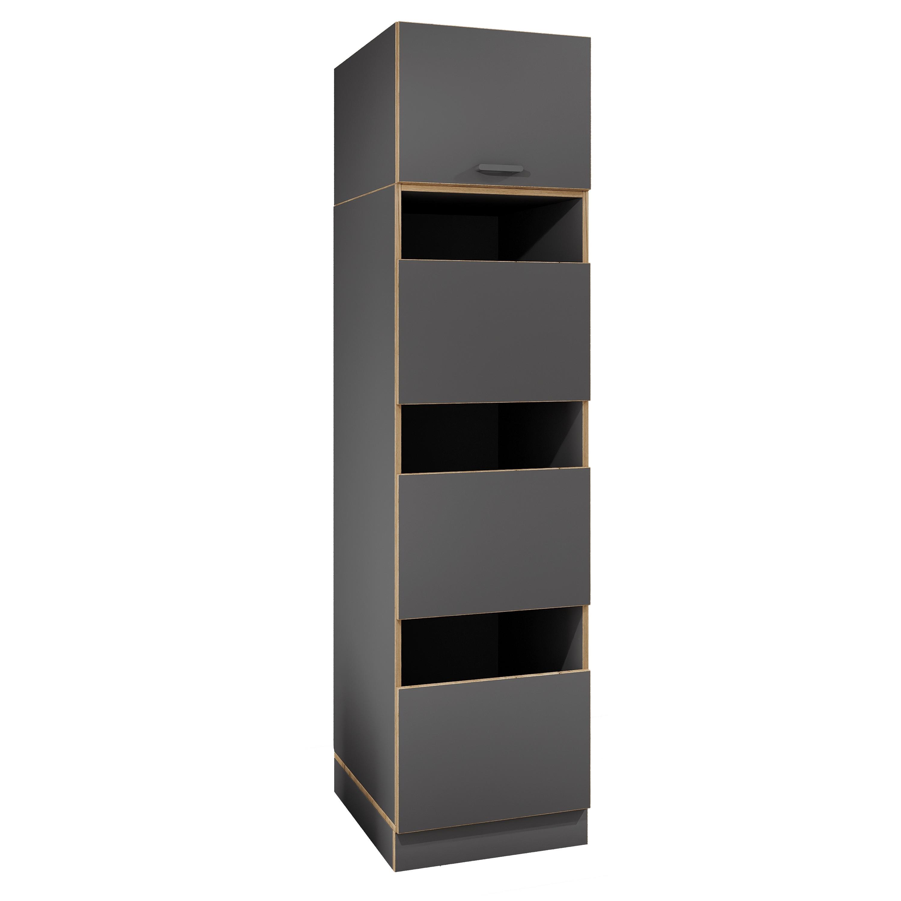 Wäscheschrank Rislo - Honigeiche/Anthrazit, Trend, Holzwerkstoff/Kunststoff (50/200/60cm) - MID.YOU