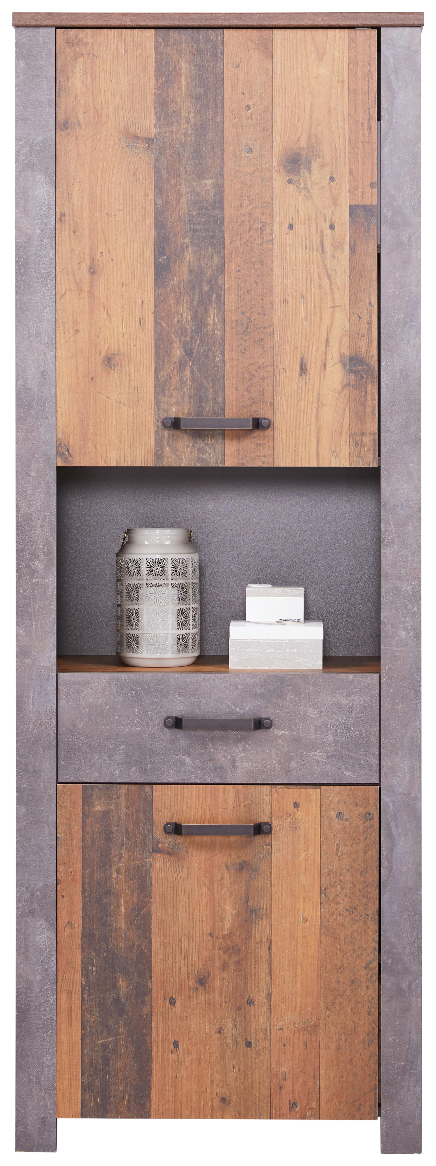 Dulap Ontario - gri închis/culoare lemn stejar, Trend, material pe bază de lemn (71,4/200/41,5cm) - Modern Living