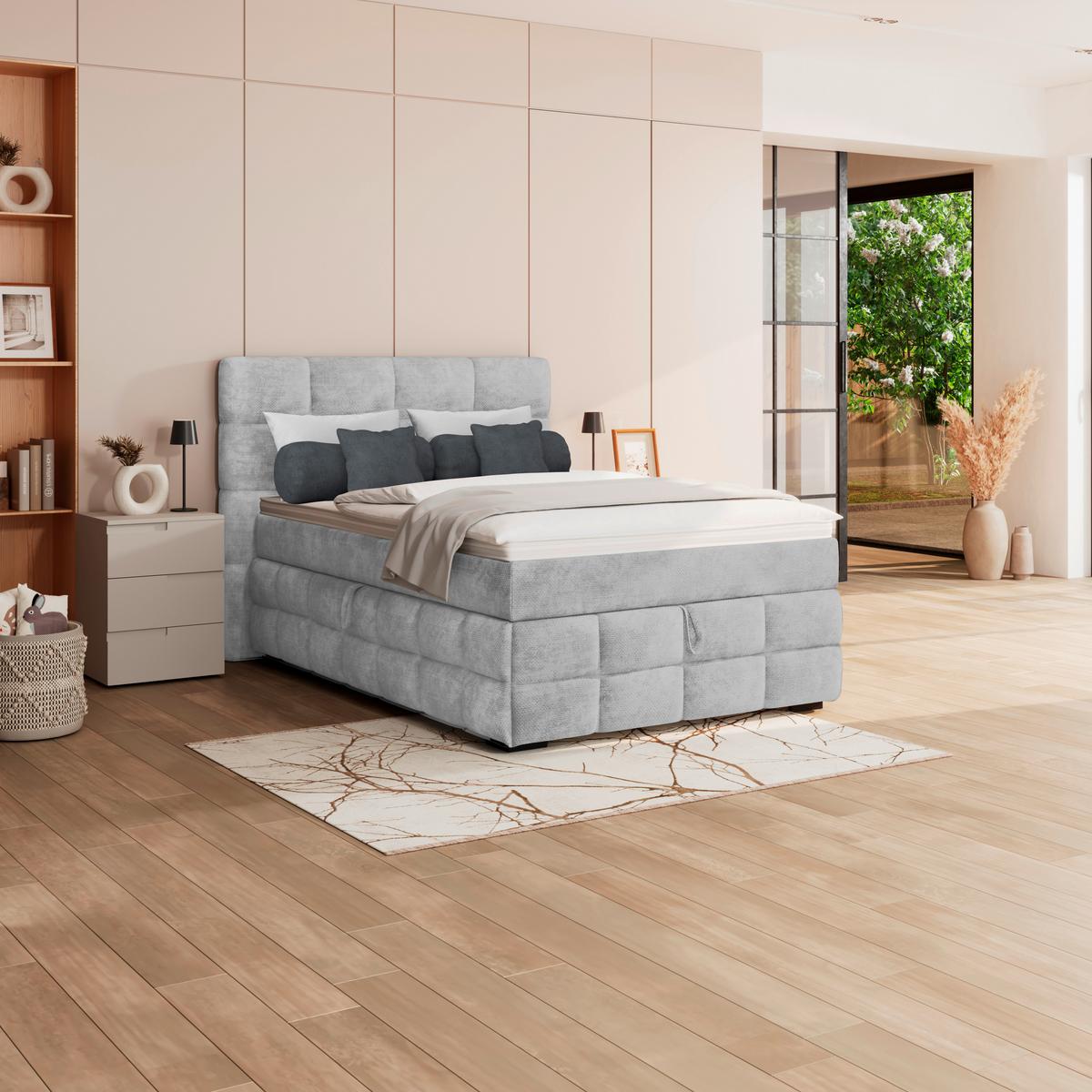 PAT BOX VEGA - gri deschis/alb, Trend, lemn/textil (120/200cm) - Modern Living