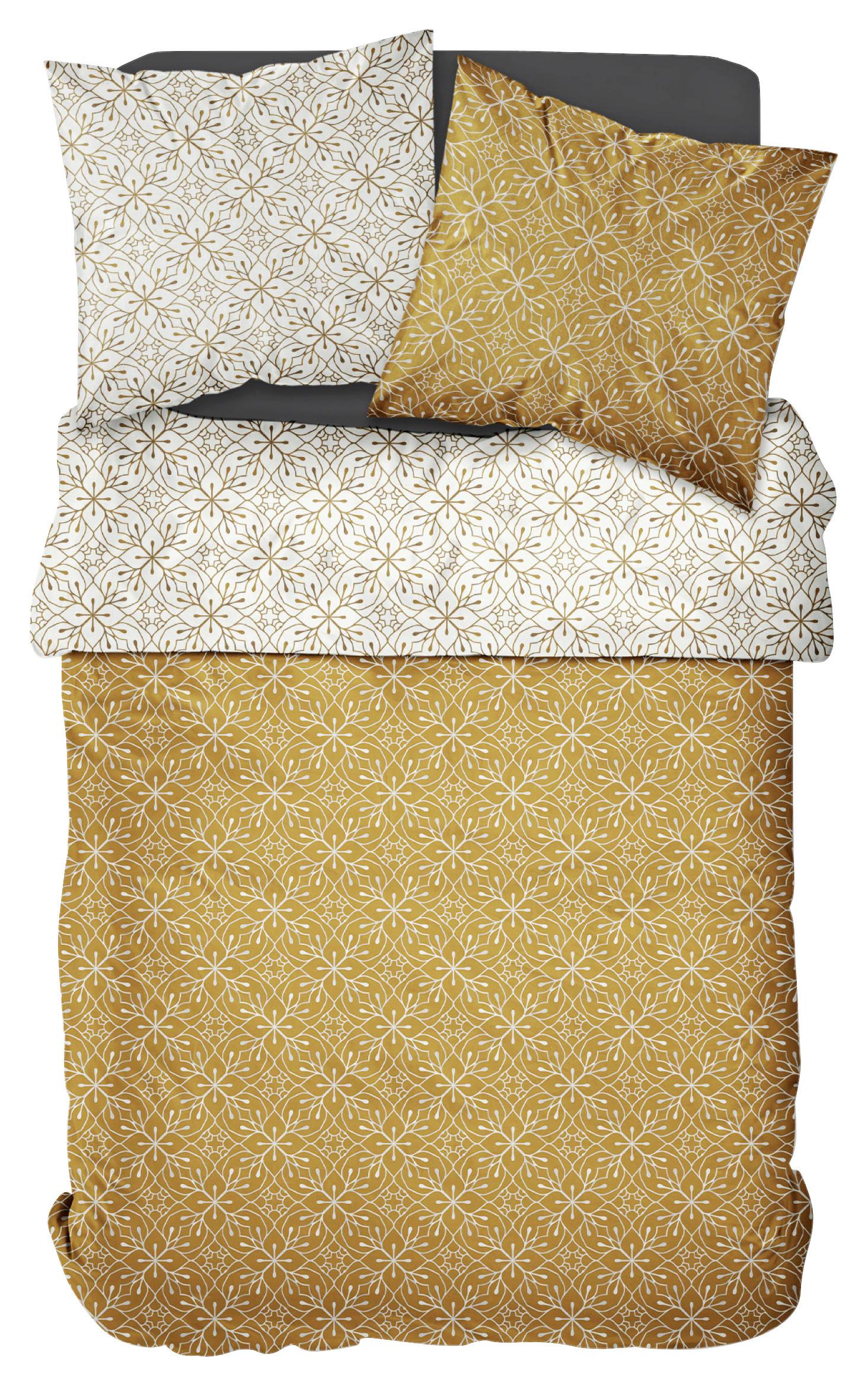 Wendebettwäscheset Ricarda Xxl - Weiss/Gelb, Natur, Textil (200/210cm)