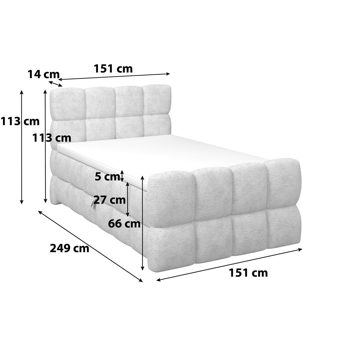 Boxspring Krevet Brisbane - crna/krem, Trend, drvni materijal/drvo (140/220cm) - Premium Living