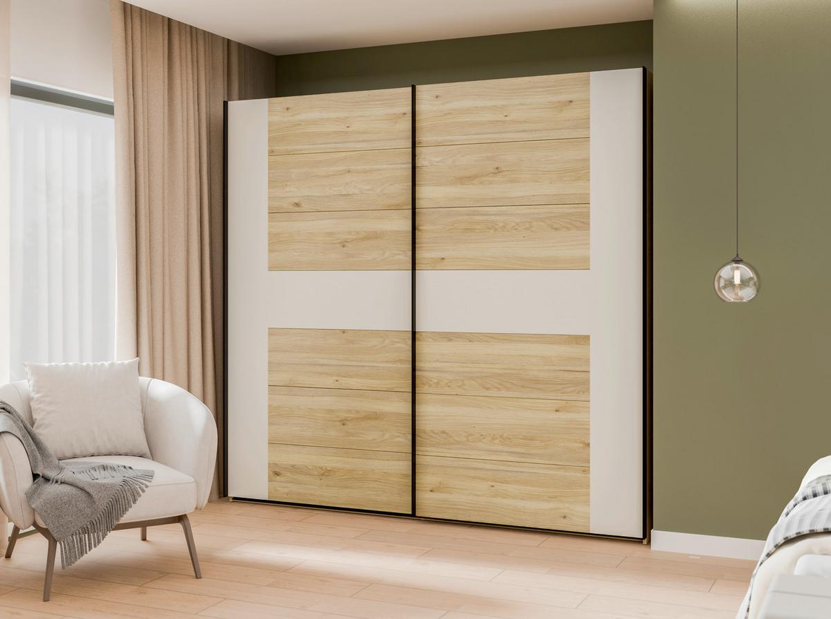 Ormar S Kliznim Vratima Bellevue - boje hrasta/boje pijeska, Konvencionalno, drvni materijal/metal (220,1/210,5/62,9cm) - Modern Living