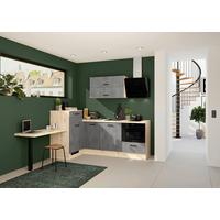 Eckküche IKZ mit Geräten ca. 241x225 cm Grau - Eichefarben/Schwarz, Design, Holzwerkstoff/Metall (241/225cm) - Impuls