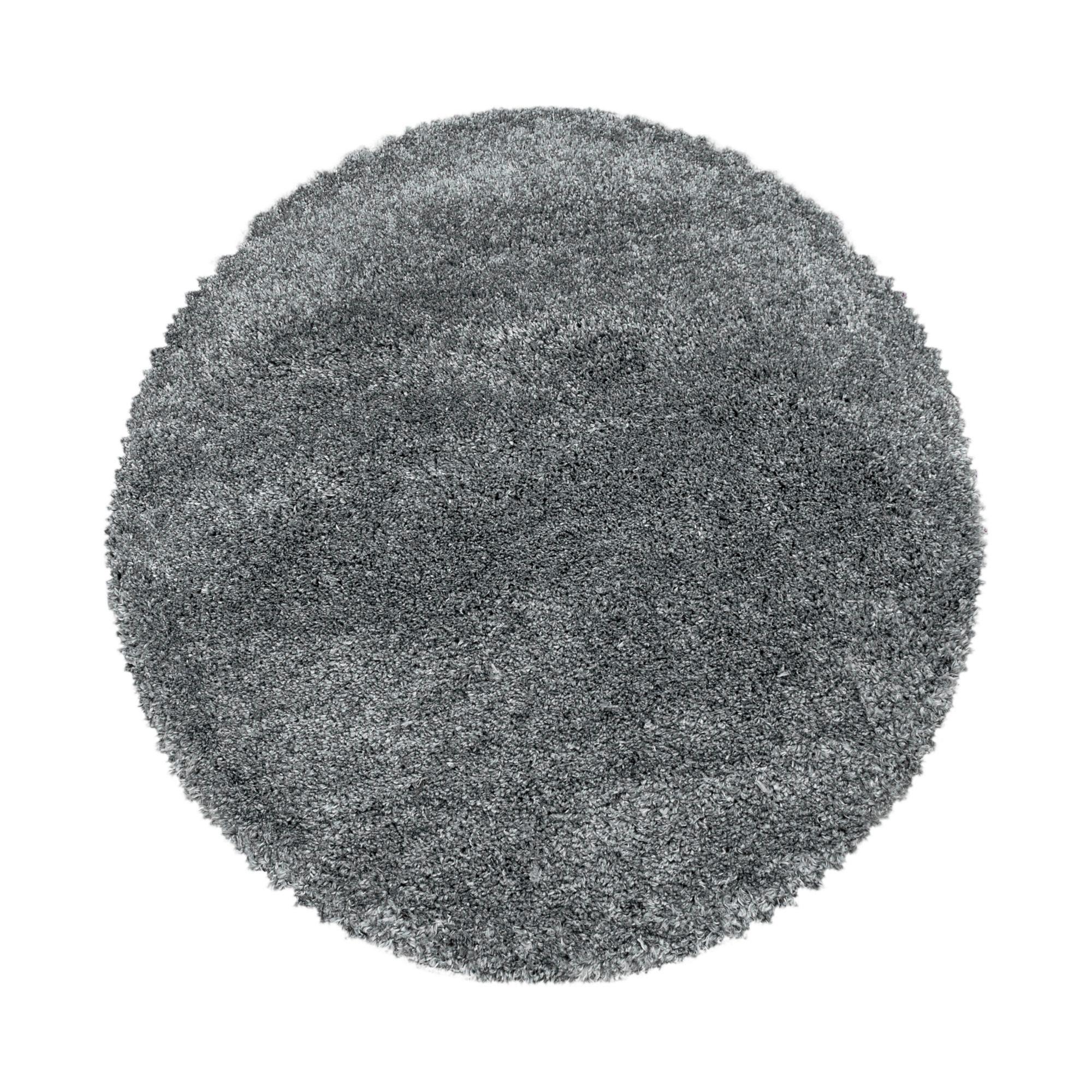 Hochflorteppich Fluffy Hellgrau Ø ca. 120cm - Hellgrau, Basics, Textil (120cm)