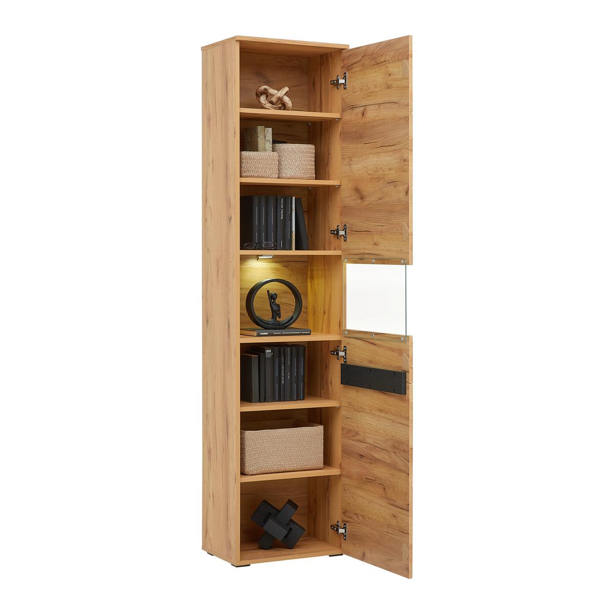 Vitrină ALANA - Modern, sticlă/material pe bază de lemn (46,9/195,4/33cm) - Modern Living