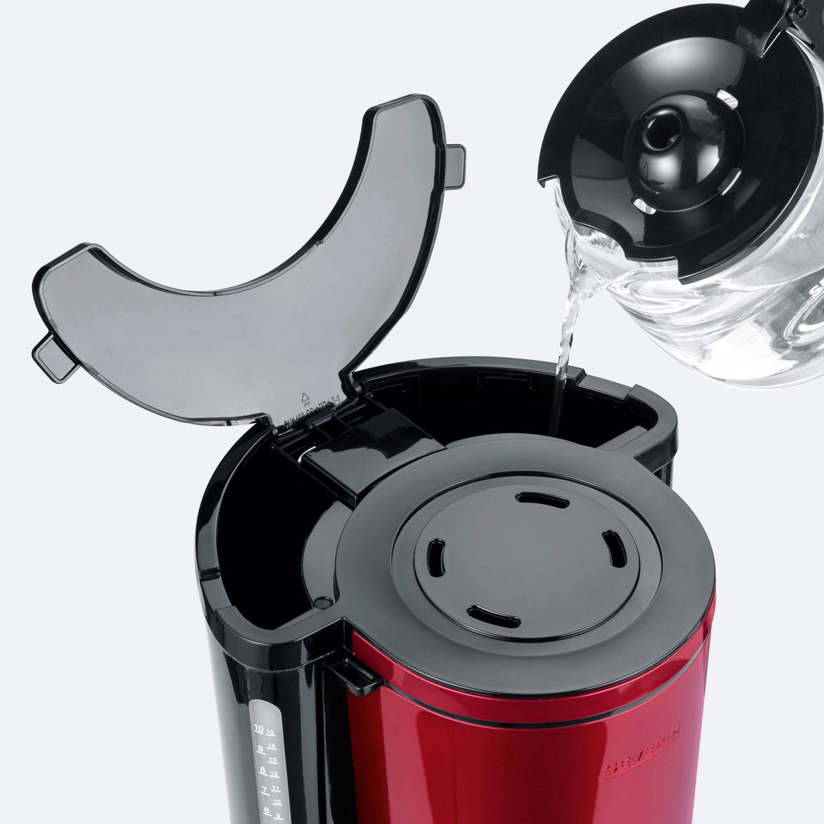 FILTERKAFFEEMASCHINE MARY - Rot/Schwarz, Glas/Kunststoff (29/23/34cm) - Severin