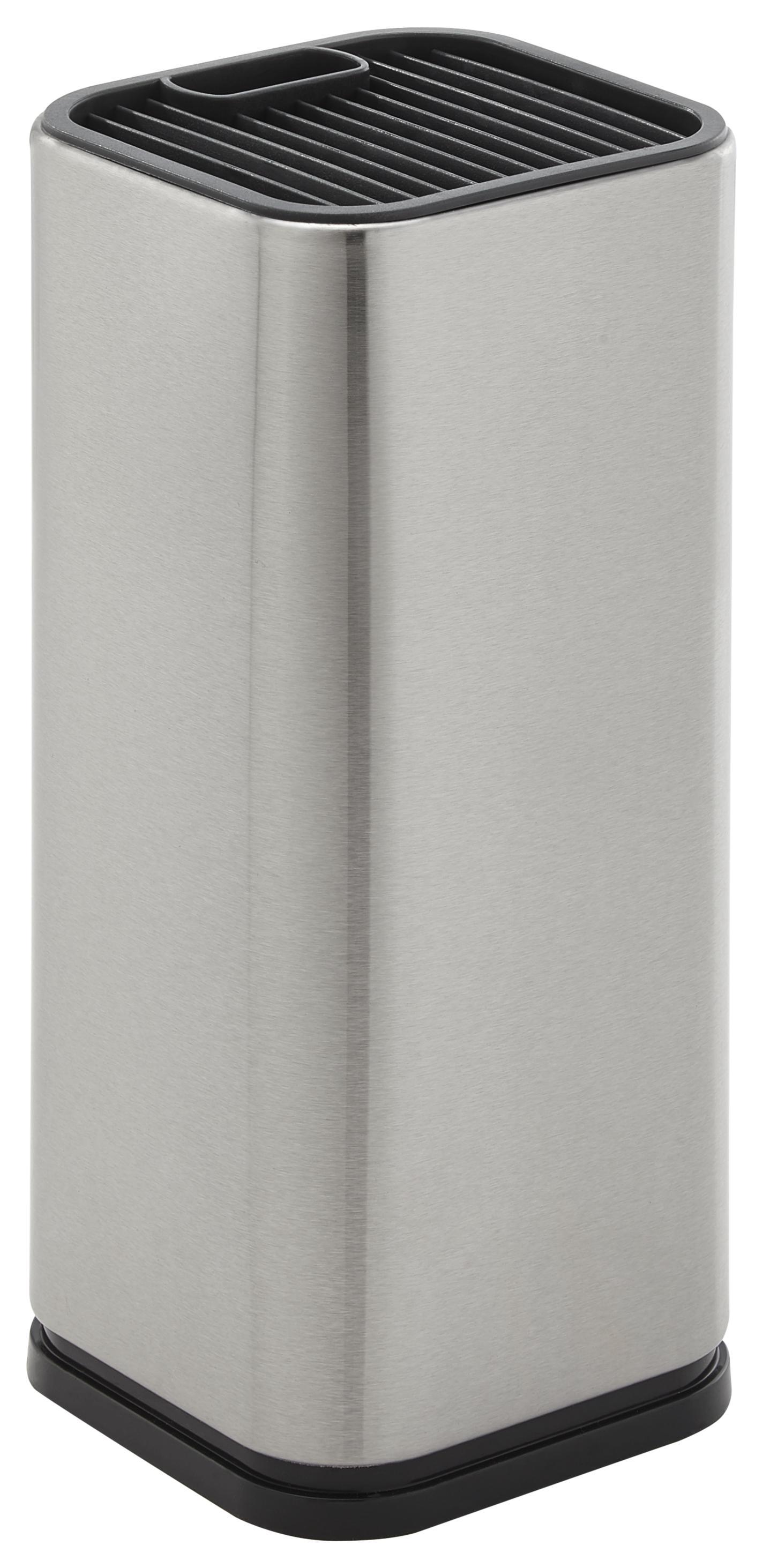 Messerblock Stella aus Edelstahl - Edelstahlfarben/Schwarz, MODERN, Kunststoff/Metall (10/10/23cm) - Premium Living