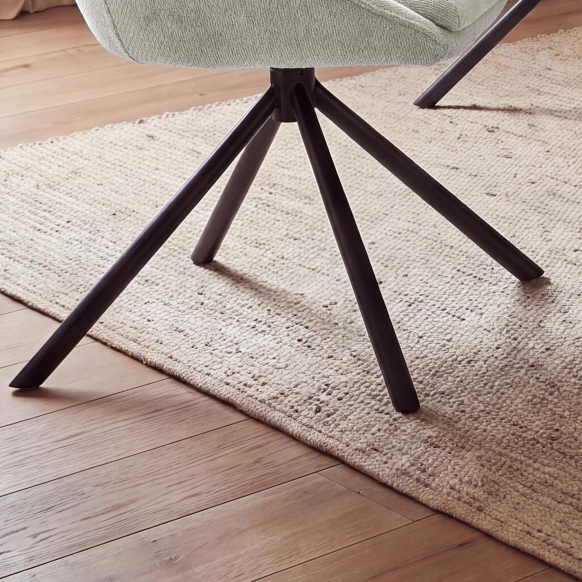 Armlehnstuhl Maira Hellgrau Webstoff Drehbar Gepolstert - Hellgrau/Schwarz, MODERN, Textil/Metall (59,5/93/66cm) - Bessagi Home