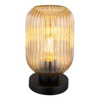 Tischleuchte Normy Klar/Schwarz max. 40 Watt - Klar/Schwarz, KONVENTIONELL, Glas/Metall (14/24cm) - Globo