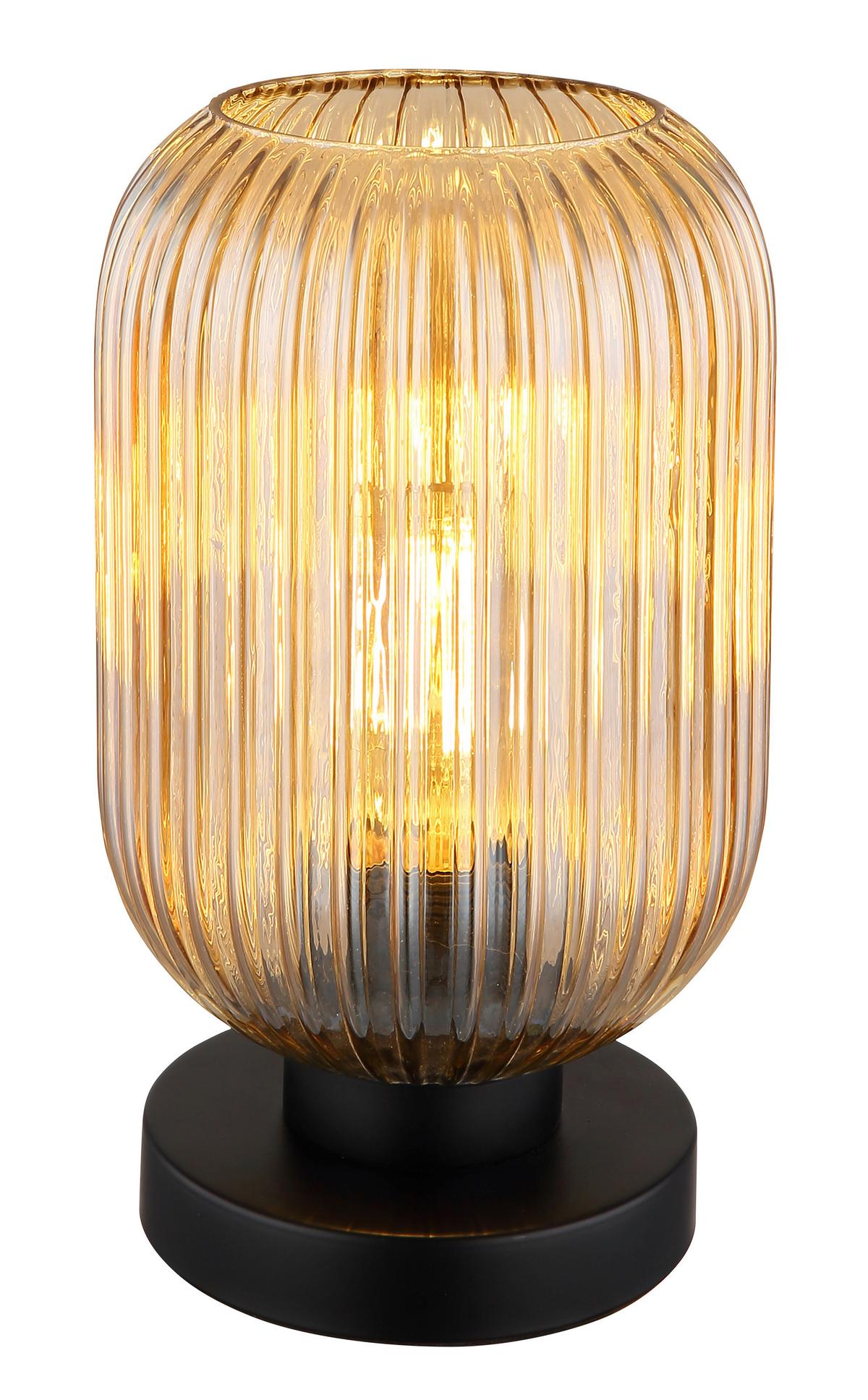 Tischleuchte Normy Klar/Schwarz max. 40 Watt - Klar/Schwarz, KONVENTIONELL, Glas/Metall (14/24cm) - Globo