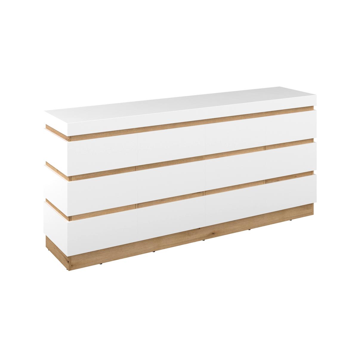 Comodă cu uși CALABRIA - alb/culoare lemn stejar, Trend, material pe bază de lemn (201,2/92,5/45cm) - Modern Living