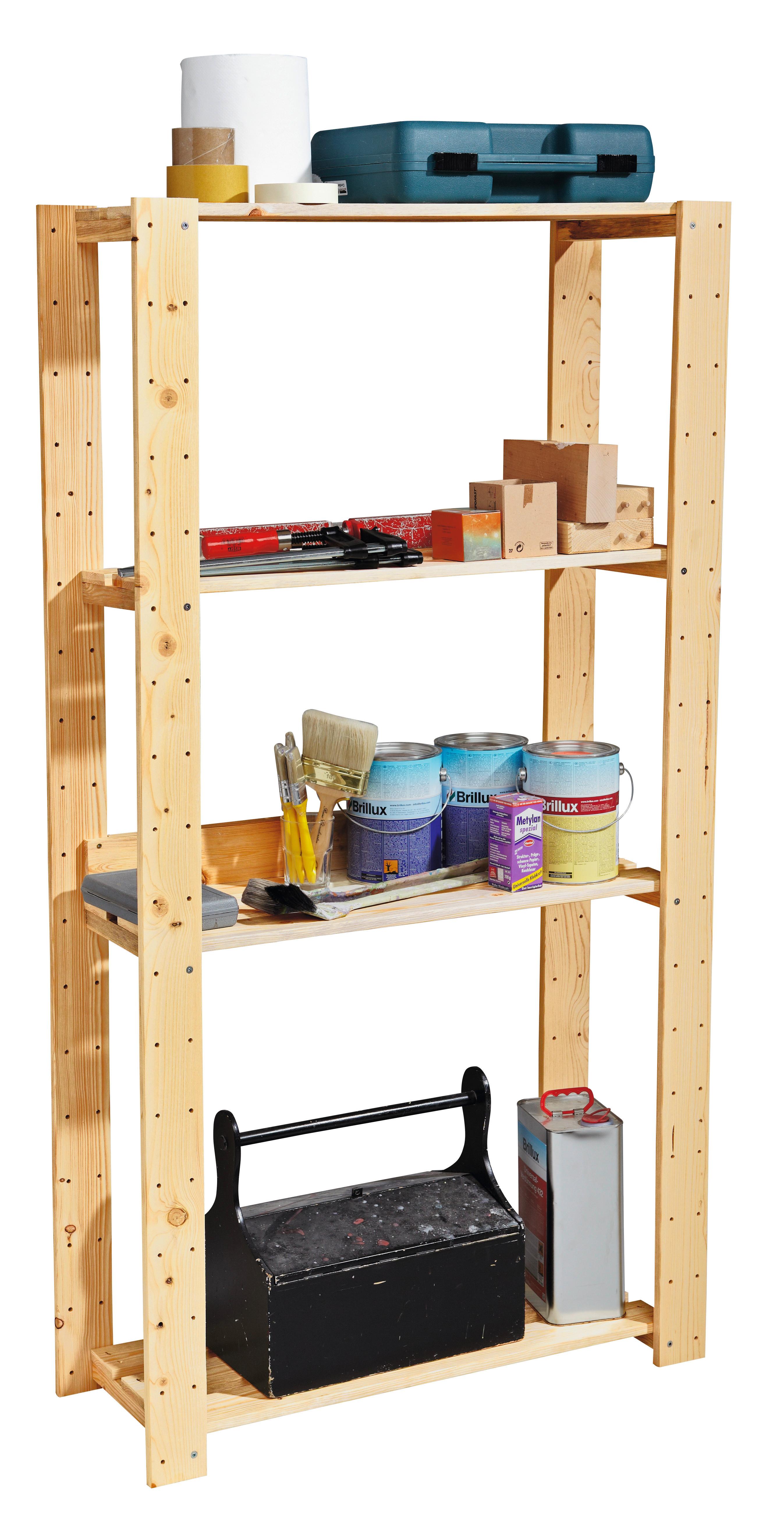 Regal Kiefer Massiv - Kieferfarben, KONVENTIONELL, Holz (90/169/30cm) - Based