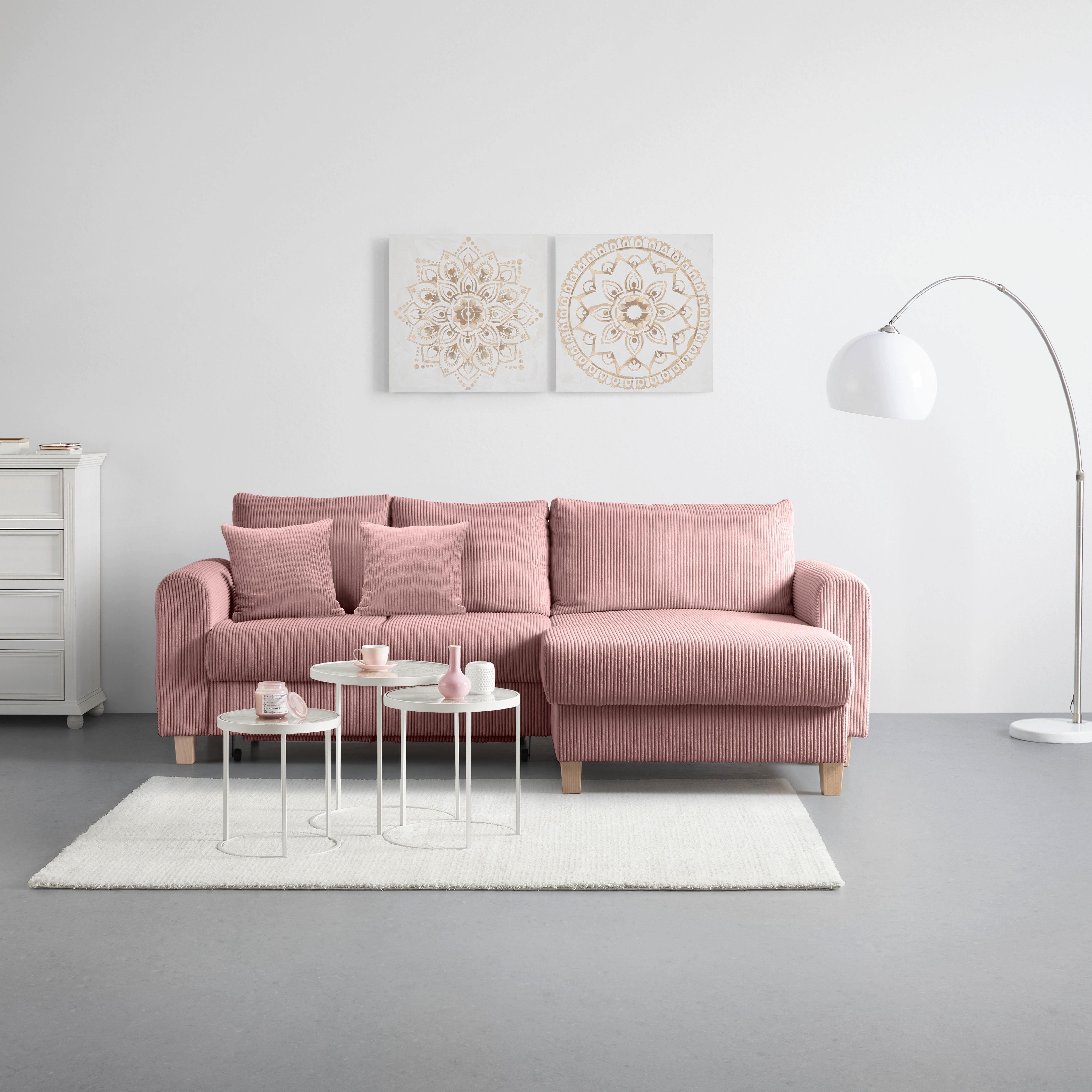 Kutna Garnitura Lille - svijetlo smeđa/prljavo ružičasta, Moderno, tekstil/drvo (232/110/156cm) - Best Price