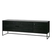 Lowboard Silas Schwarz - Schwarz, Design, Leder/Holz (180/60,5/44cm) - Livetastic