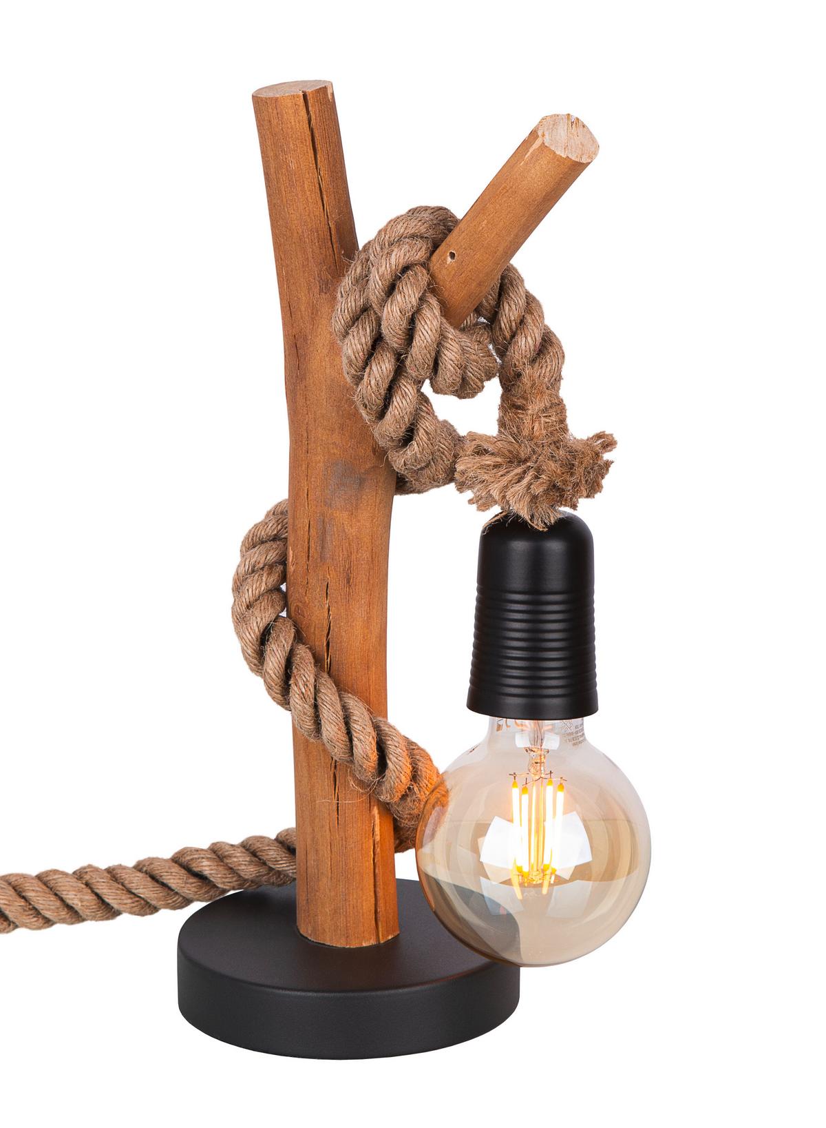 LAMPA STOŁOWA 52060146X NERIDA - kolor dębowy/czarny, Natur, metal/drewno (40cm) - Globo