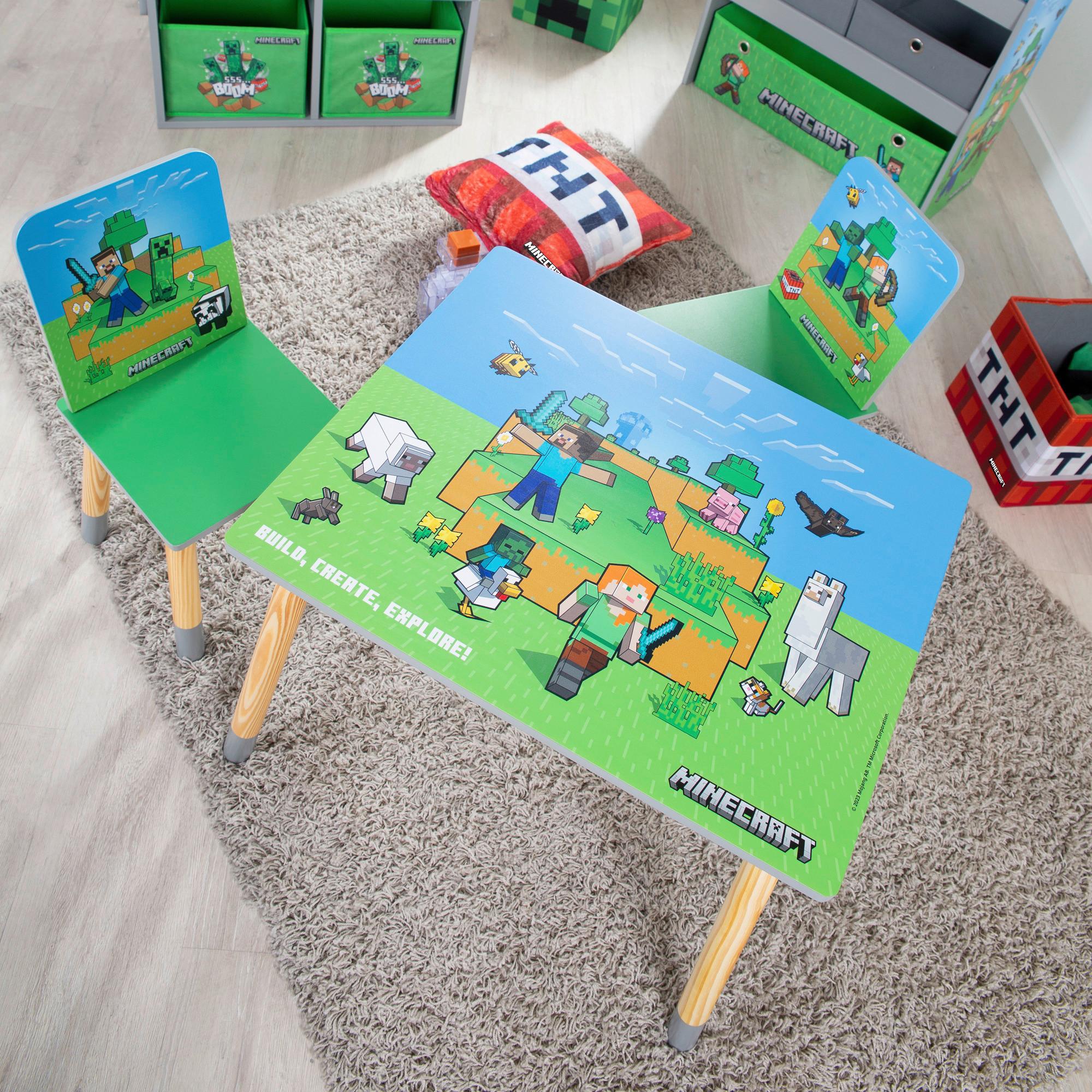 Kindersitzgruppe Minecraft 3-tlg. Grün/Blau - Multicolor, MODERN, Holz/Holzwerkstoff (60kg) - Minecraft