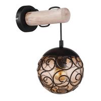 Wandleuchte Maxi max. 9 Watt - Schwarz/Naturfarben, KONVENTIONELL, Holz/Kunststoff (15/24,5/36cm) - Globo