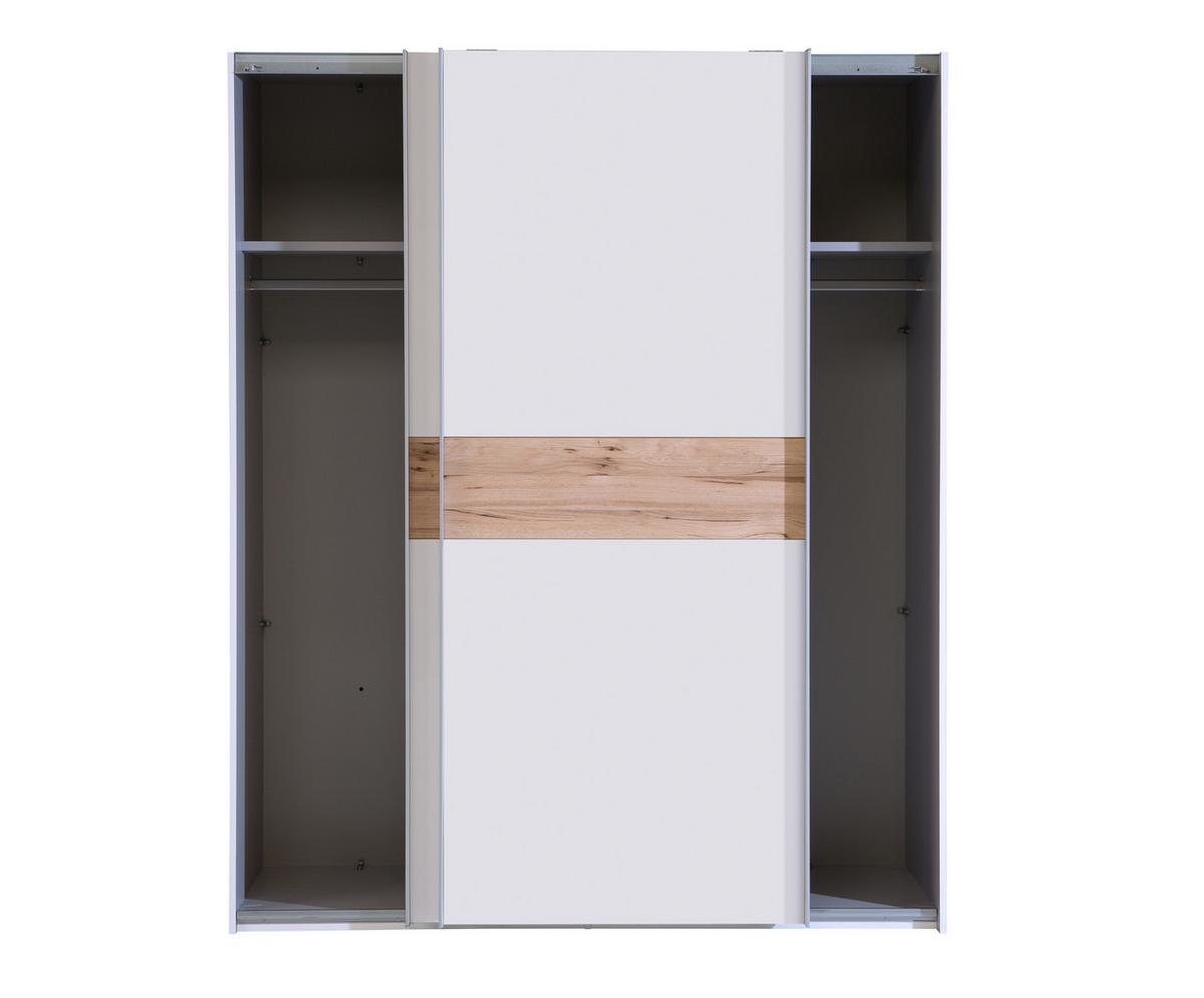 Omara Z Drsnimi Vrati Tess, Bela, Barva Hrasta - barve hrasta/bela, Konvencionalno, kovina/leseni material (170,3/210,5/61,2cm) - Xora