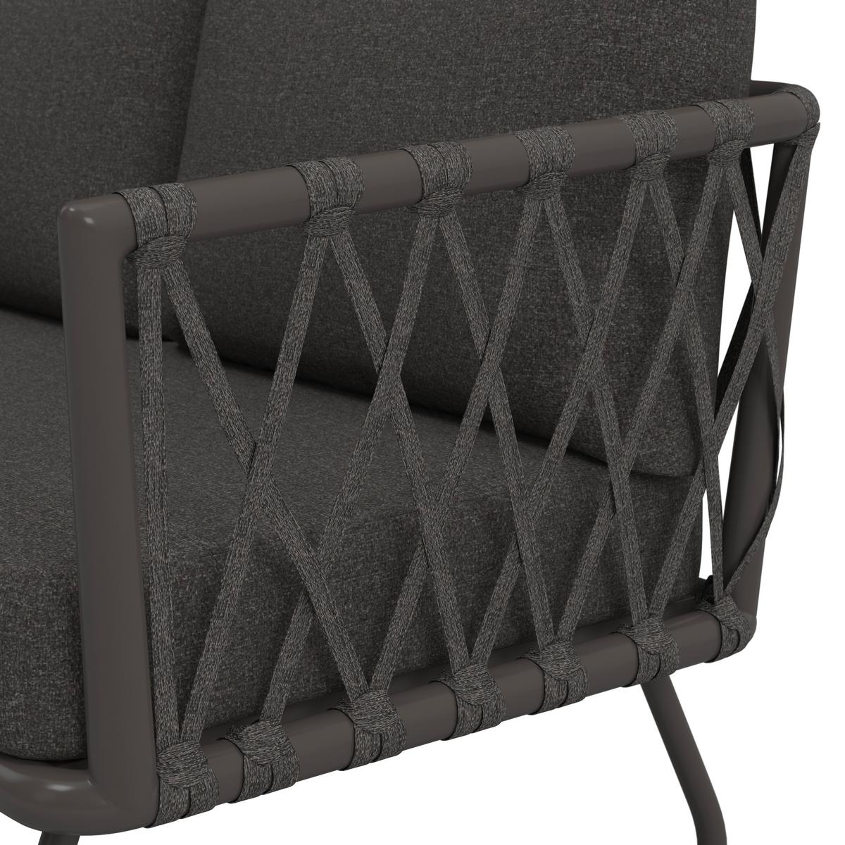 Loungegarnitur Elea Dunkelgrau Outdoorstoff/Metall +Abdeckung - Dunkelgrau/Anthrazit, MODERN, Textil/Stein (234/74/77cm) - Bessagi Garden