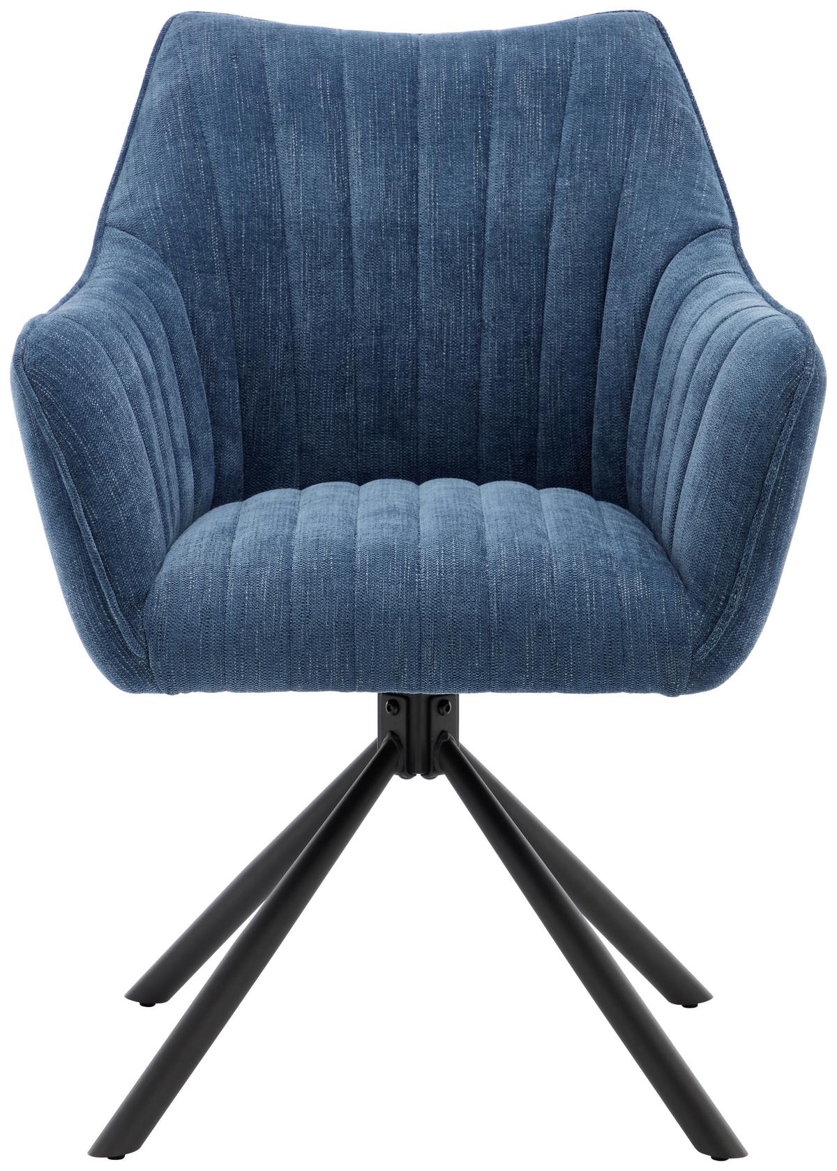 Armlehnstuhl Trient Blau - Blau/Schwarz, MODERN, Textil/Metall (63/88/62cm) - Premium Living