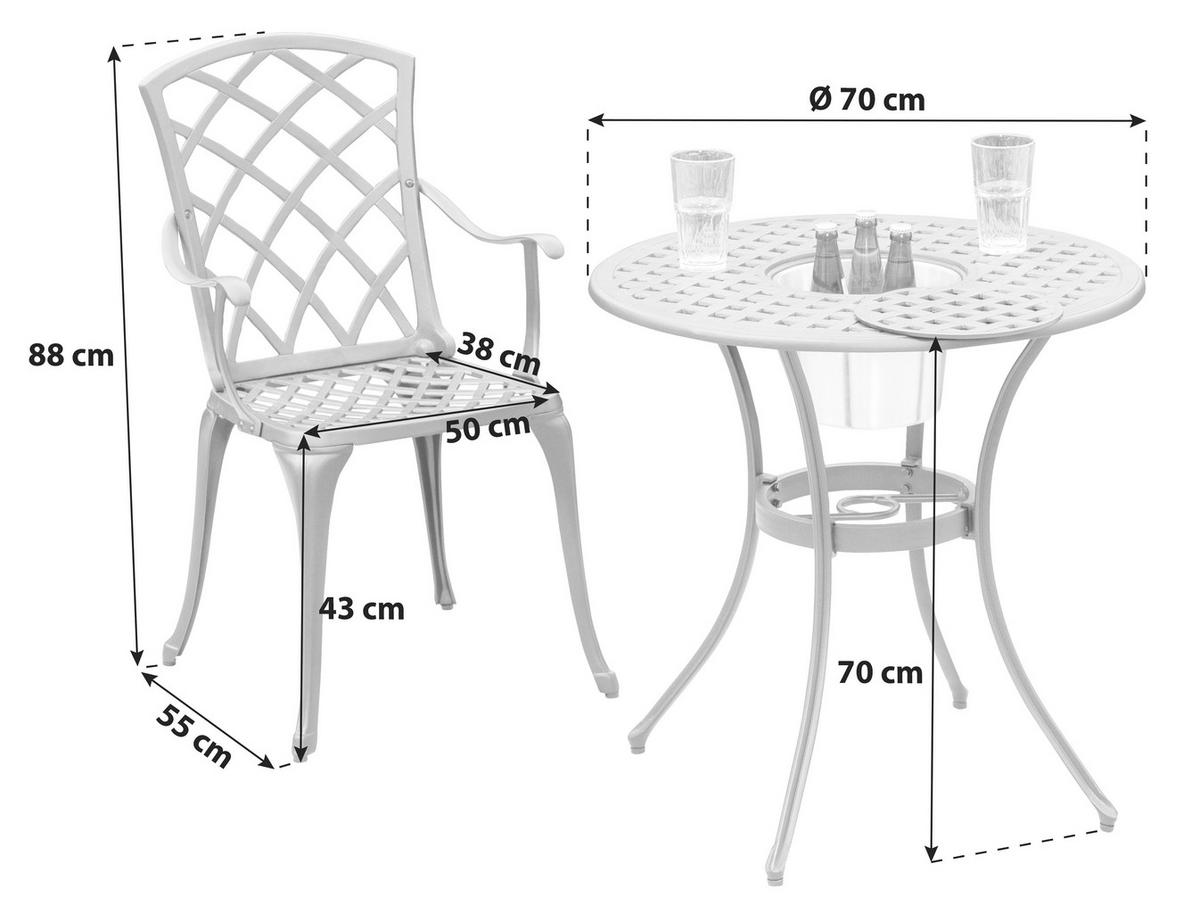 Set Za Balkon Rhodos, 3-Delno - barve grafita, Konvencionalno, kovina - Gardenson