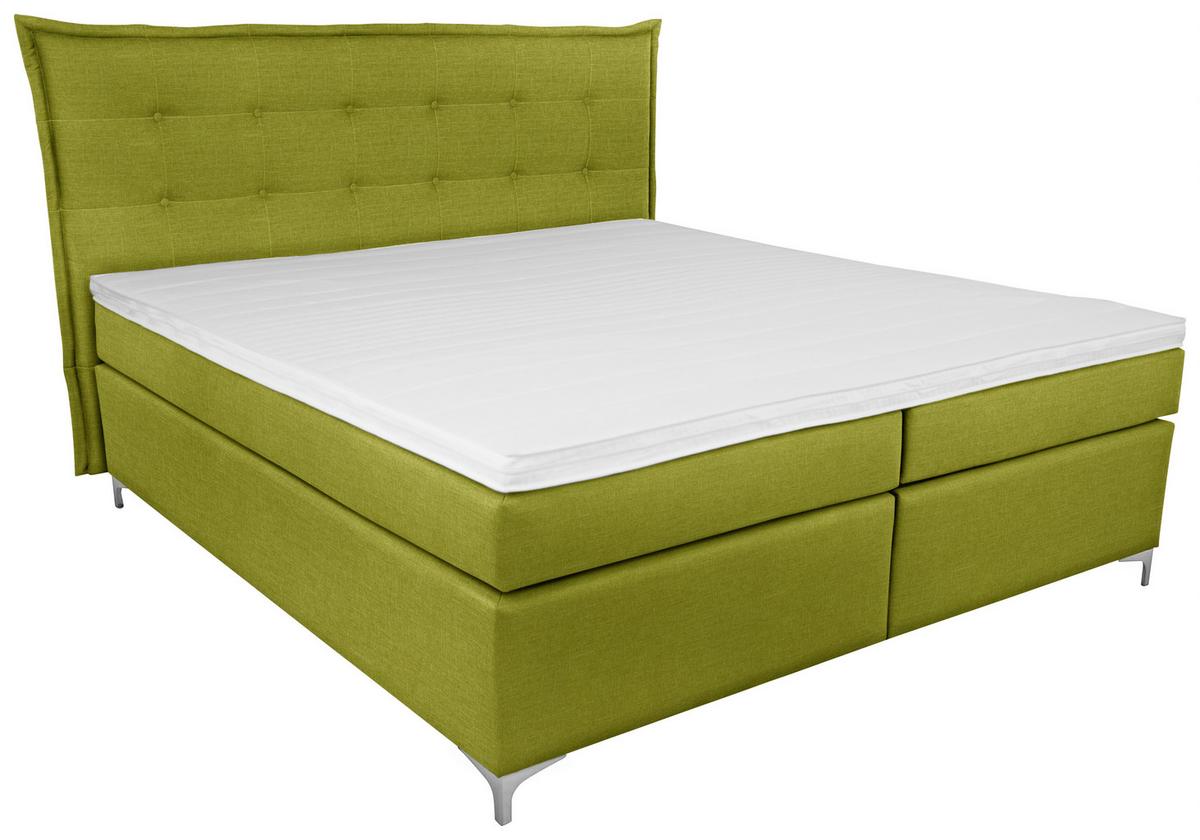 Boxspring Krevet Fabio - zelena, Moderno, tekstil/metal (180/200cm)