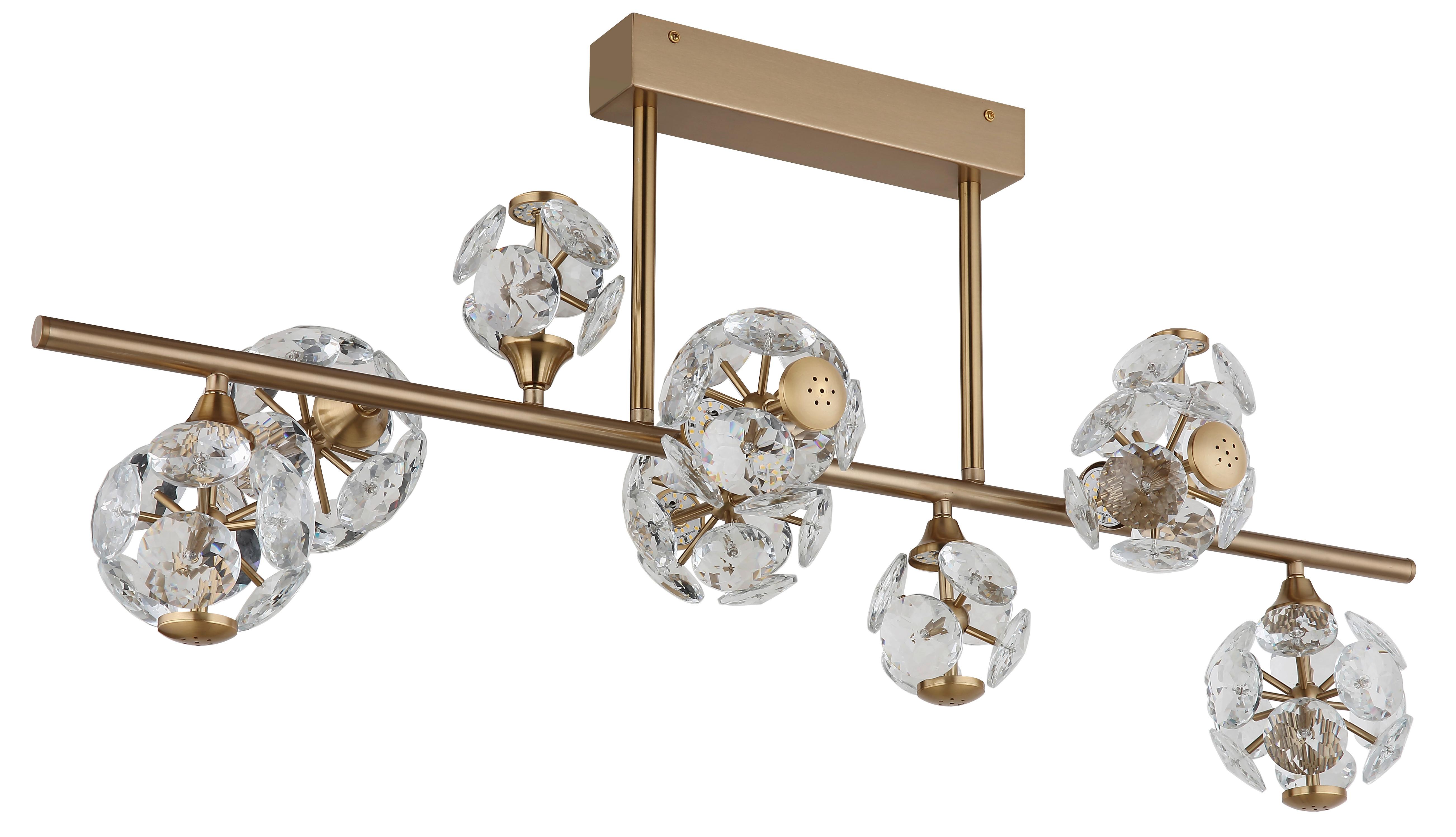 LED-DECKENLEUCHTE 16047-9D VIRINA - Klar/Goldfarben, Konventionell, Glas/Metall (101/34,5/34,5cm) - Globo